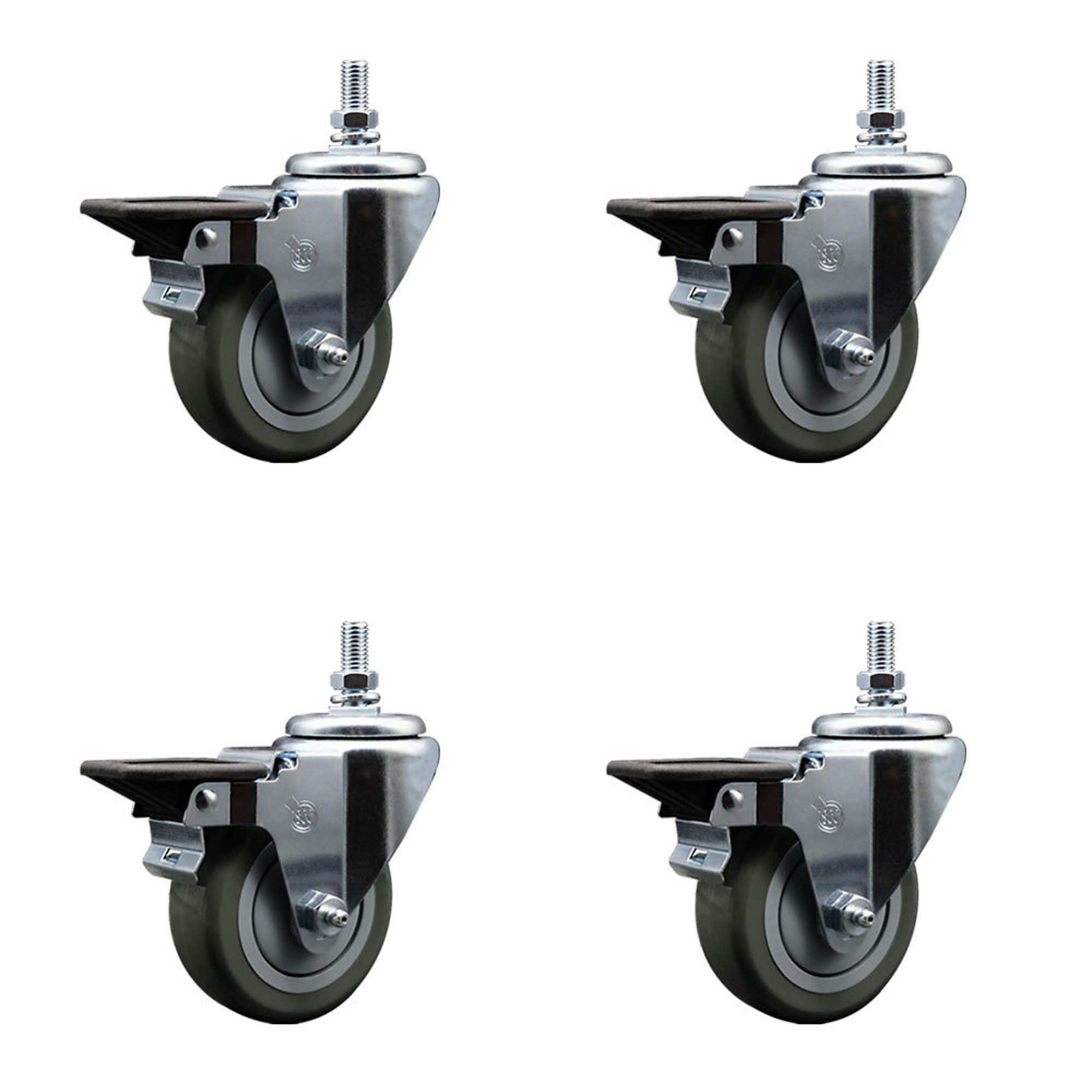 Service Caster, 3 1/2Inch x 1 1/4Inch Stem Casters, Wheel Diameter 3.5 in, Caster Type Swivel, Package (qty.) 4, Model SCC-TS20S3514-PPUB-PLB-121315-4