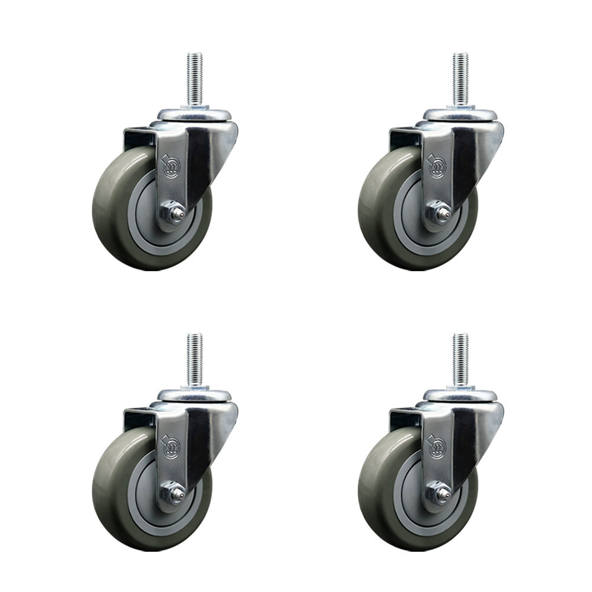 Service Caster, 3 1/2Inch x 1 1/4Inch Stem Casters, Wheel Diameter 3.5 in, Caster Type Swivel, Package (qty.) 4, Model SCC-TS20S3514-PPUB-34212-4