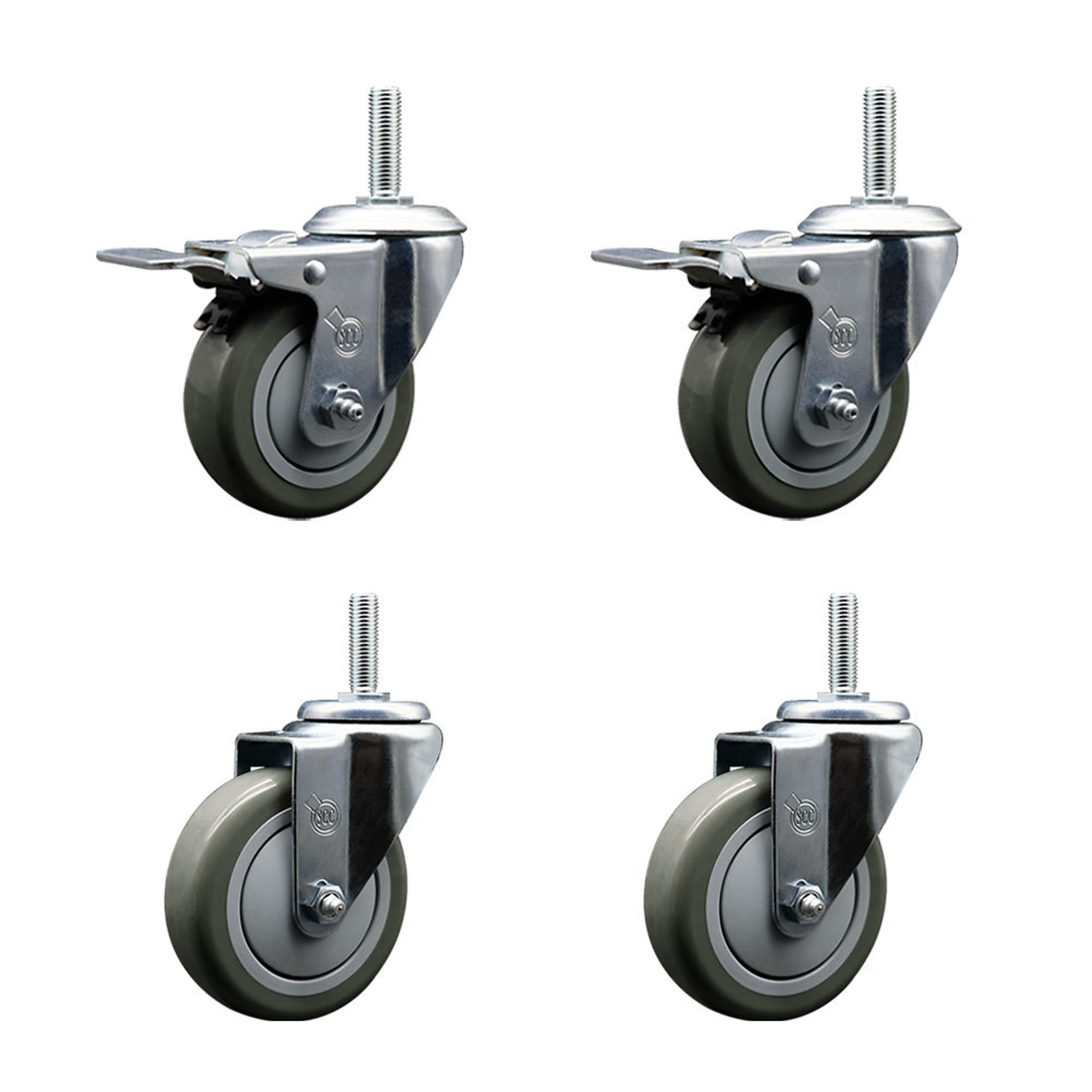 Service Caster, 4Inch x 1 1/4Inch Stem Casters, Wheel Diameter 4 in, Caster Type Swivel, Package (qty.) 4, Model SCC-TSTTL20S414-PPUB-34212-2-S-2