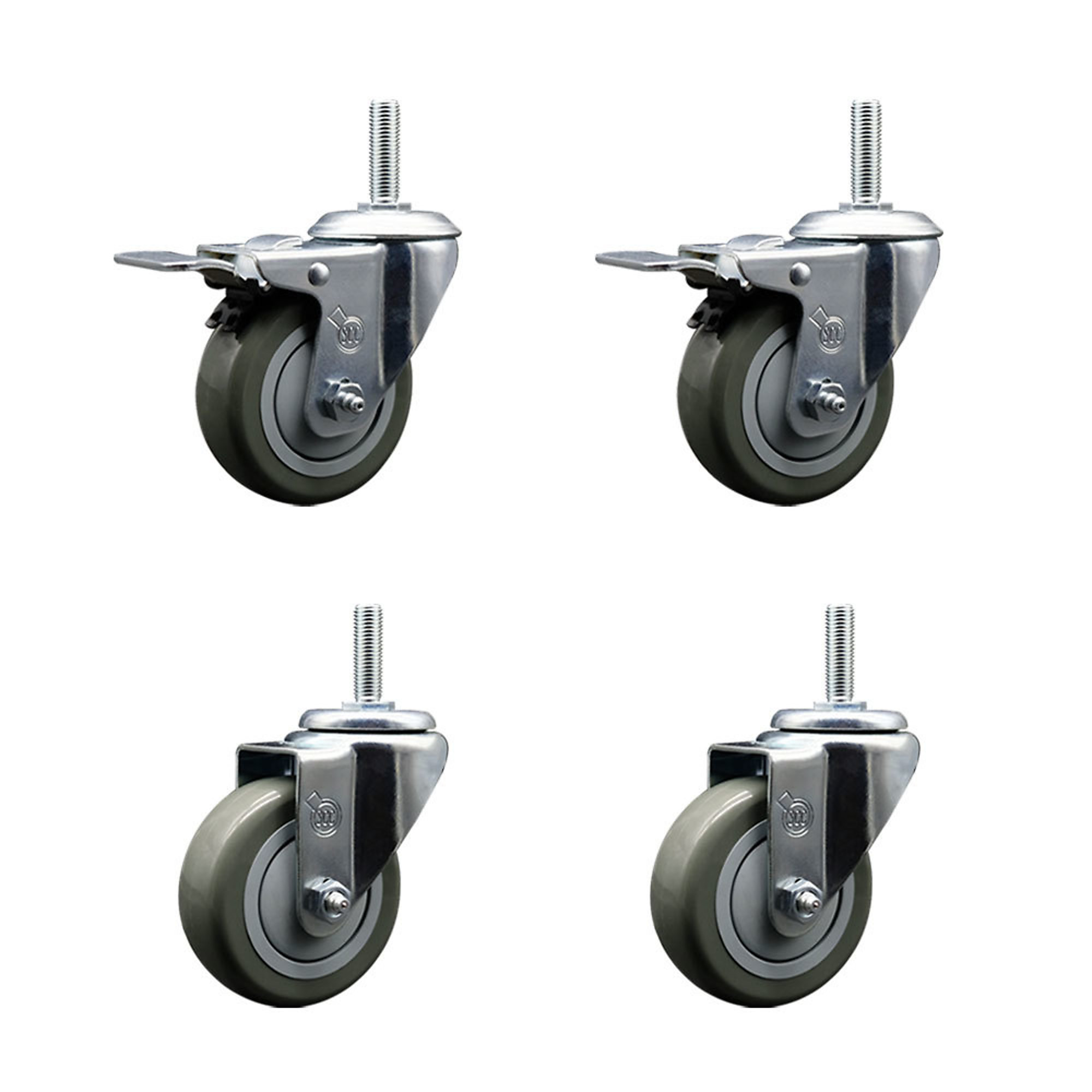 Service Caster, 3 1/2Inch x 1 1/4Inch Stem Casters, Wheel Diameter 3.5 in, Caster Type Swivel, Package (qty.) 4, Model SCC-TSTTL20S3514-PPUB-34212-2-S