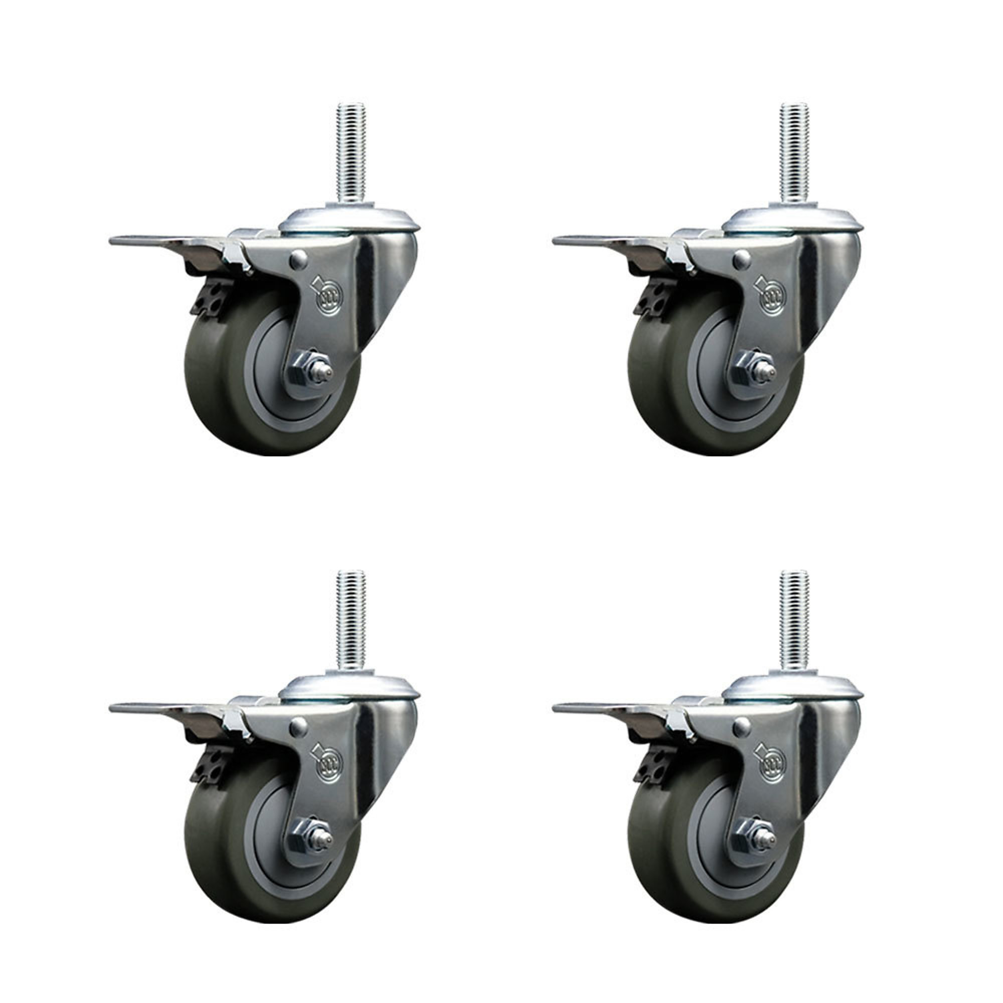 Service Caster, 3Inch x 1 1/4Inch Stem Casters, Wheel Diameter 3 in, Caster Type Swivel, Package (qty.) 4, Model SCC-TSTTL20S314-PPUB-34212-4