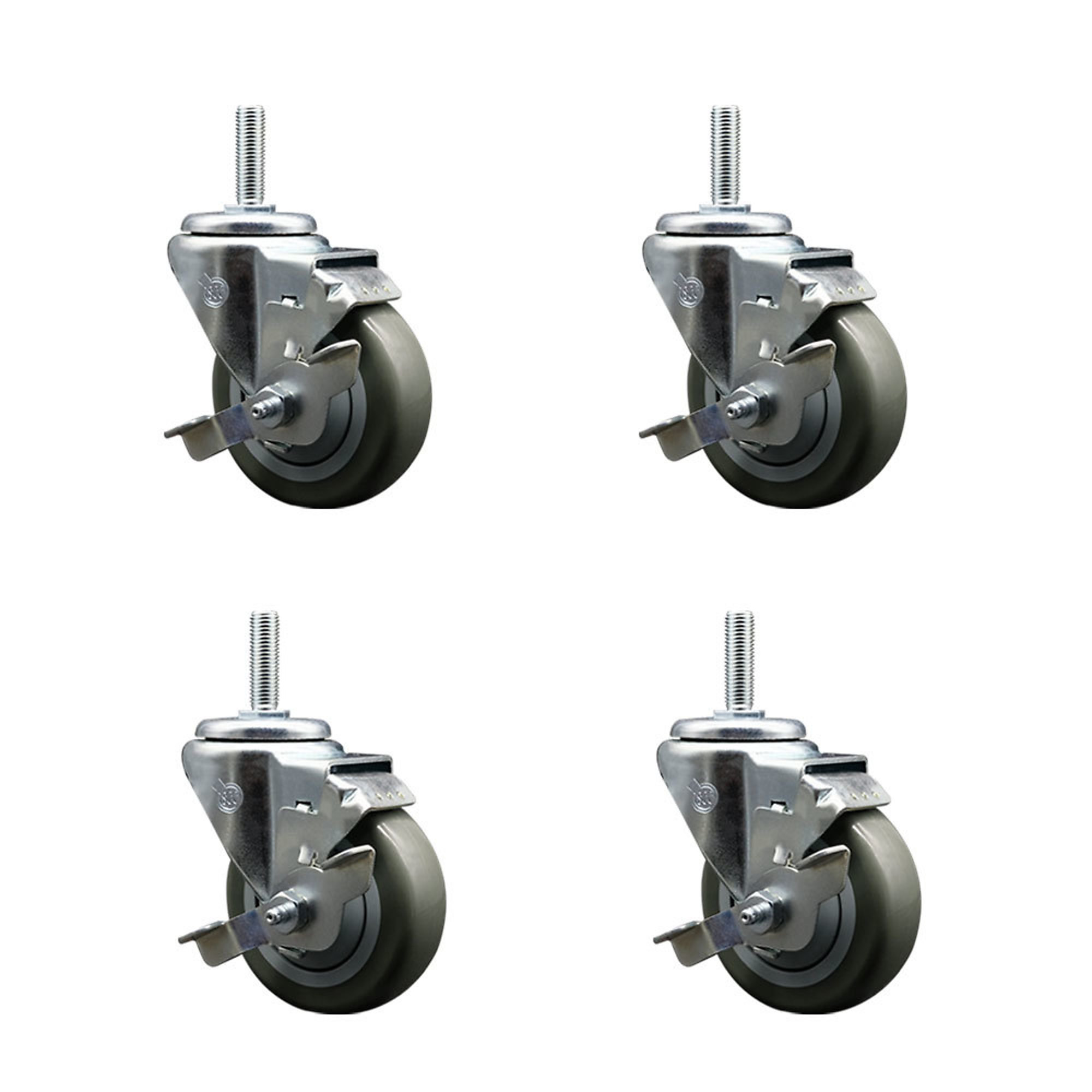 Service Caster, 3 1/2Inch x 1 1/4Inch Stem Casters, Wheel Diameter 3.5 in, Caster Type Swivel, Package (qty.) 4, Model SCC-TS20S3514-PPUB-TLB-34212-4