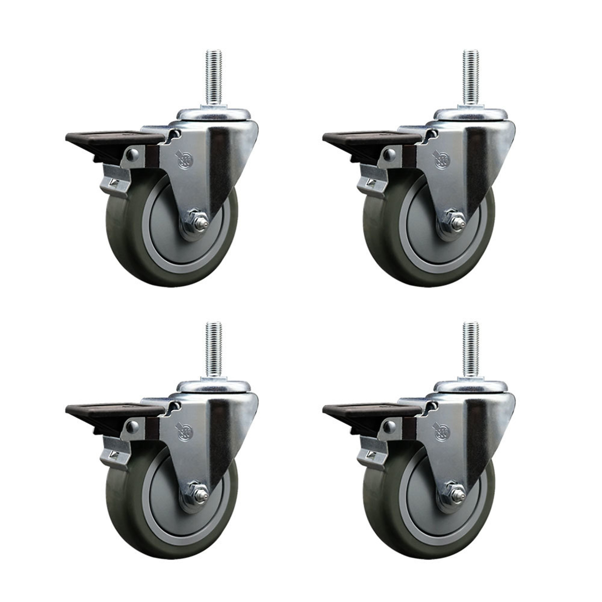 Service Caster, 4Inch x 1 1/4Inch Stem Casters, Wheel Diameter 4 in, Caster Type Swivel, Package (qty.) 4, Model SCC-TS20S414-PPUB-PLB-34212-4