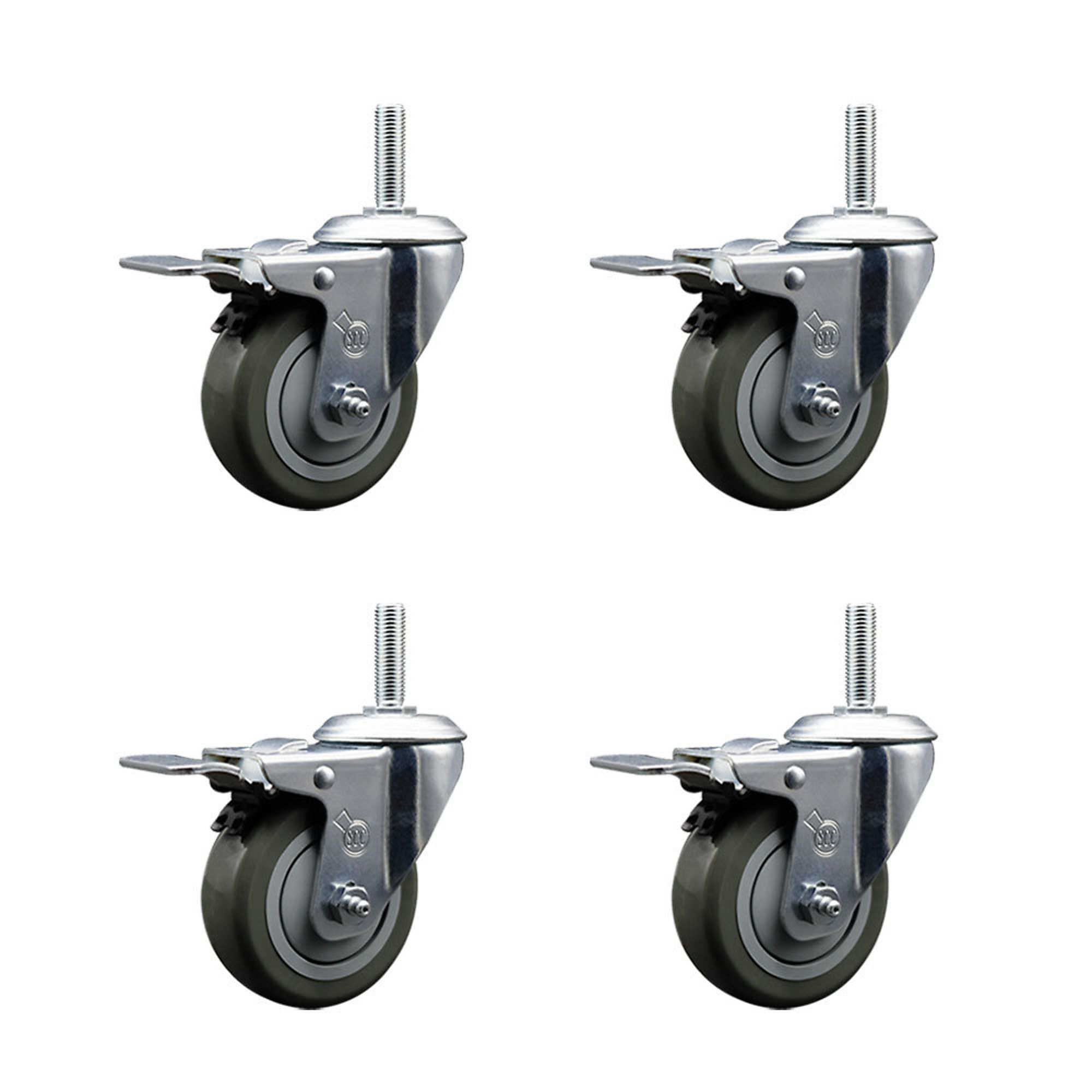 Service Caster, 3 1/2Inch x 1 1/4Inch Stem Casters, Wheel Diameter 3.5 in, Caster Type Swivel, Package (qty.) 4, Model SCC-TSTTL20S3514-PPUB-34212-4