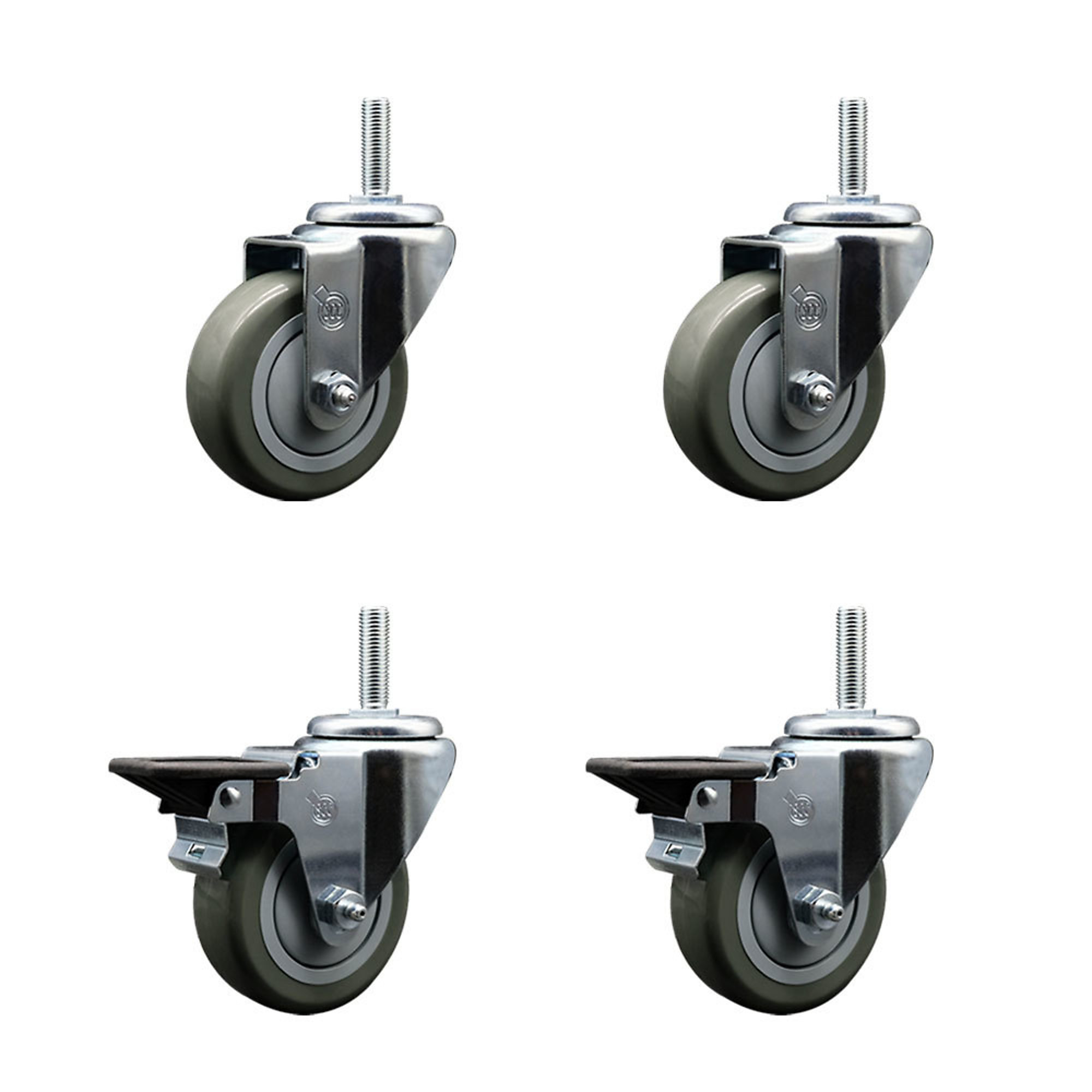 Service Caster, 3 1/2Inch x 1 1/4Inch Stem Casters, Wheel Diameter 3.5 in, Caster Type Swivel, Package (qty.) 4, Model SCC-TS20S3514-PPUB-34212-2-PLB-