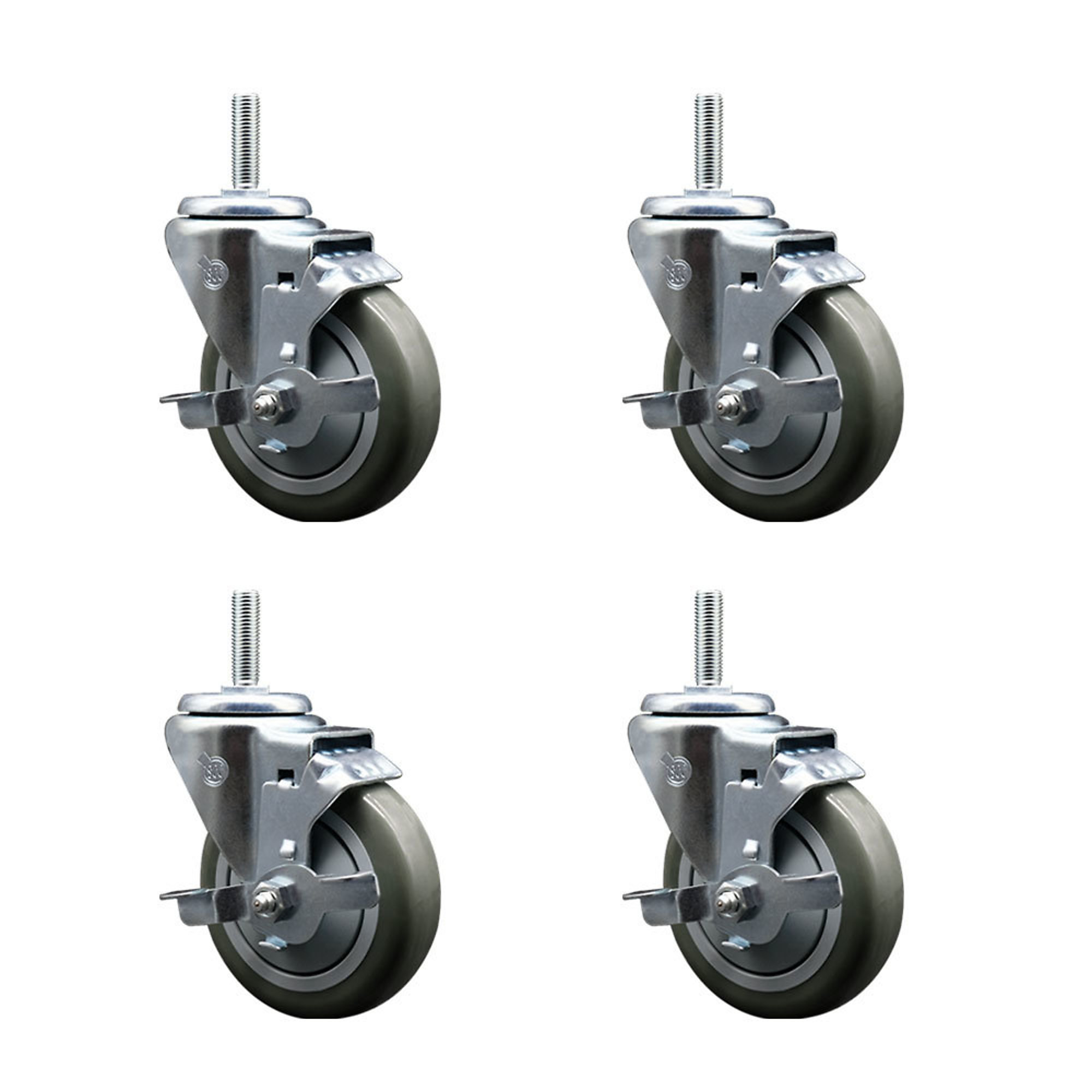 Service Caster, 4Inch x 1 1/4Inch Stem Casters, Wheel Diameter 4 in, Caster Type Swivel, Package (qty.) 4, Model SCC-TS20S414-PPUB-TLB-34212-4