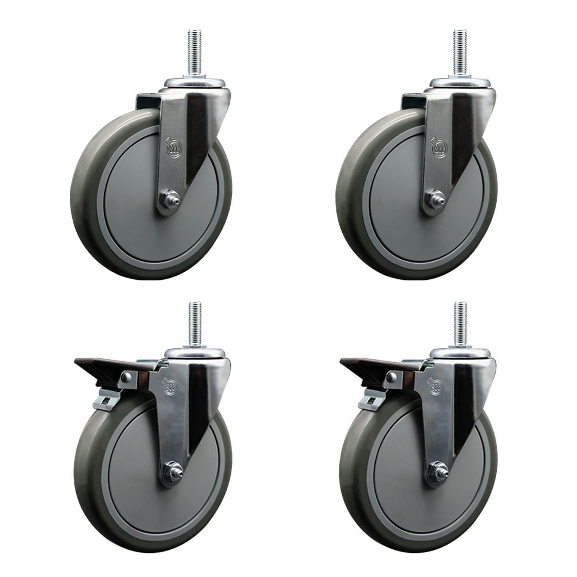 Service Caster, 6Inch x 1 1/4Inch Stem Casters, Wheel Diameter 6 in, Caster Type Swivel, Package (qty.) 4, Model SCC-TS20S614-PPUB-34212-2-PLB-2