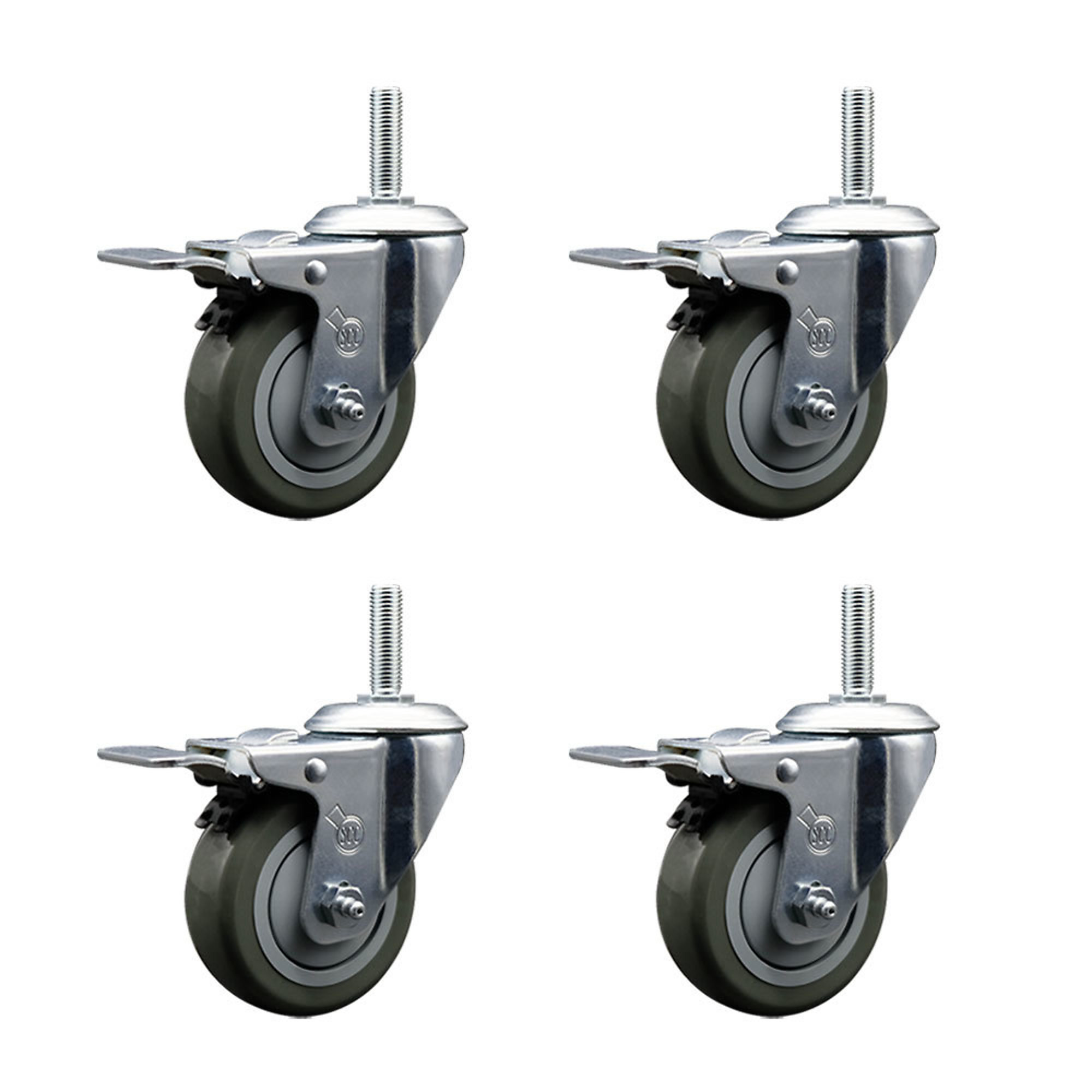 Service Caster, 4Inch x 1 1/4Inch Stem Casters, Wheel Diameter 4 in, Caster Type Swivel, Package (qty.) 4, Model SCC-TSTTL20S414-PPUB-34212-4