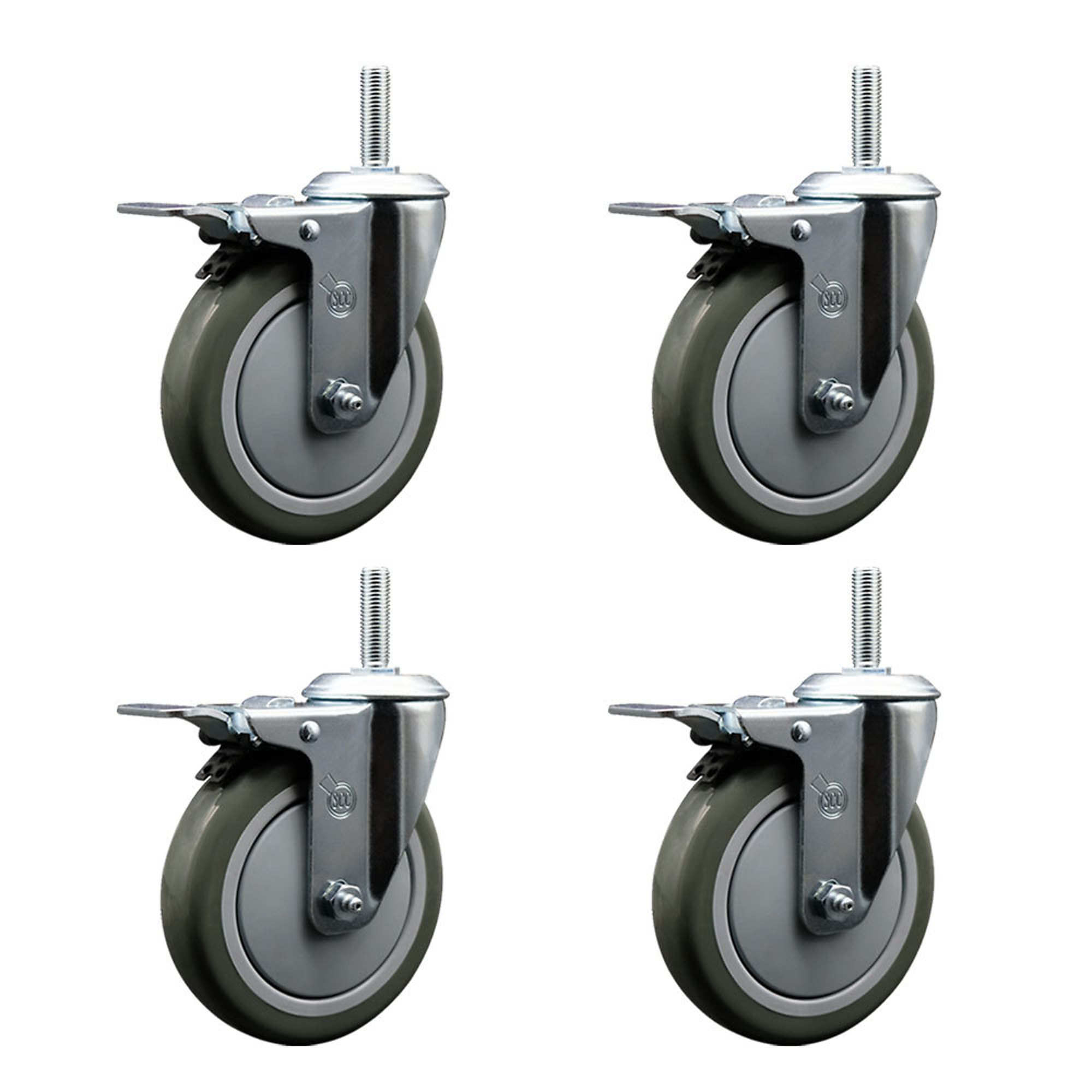 Service Caster, 5Inch x 1 1/4Inch Stem Casters, Wheel Diameter 5 in, Caster Type Swivel, Package (qty.) 4, Model SCC-TSTTL20S514-PPUB-34212-4