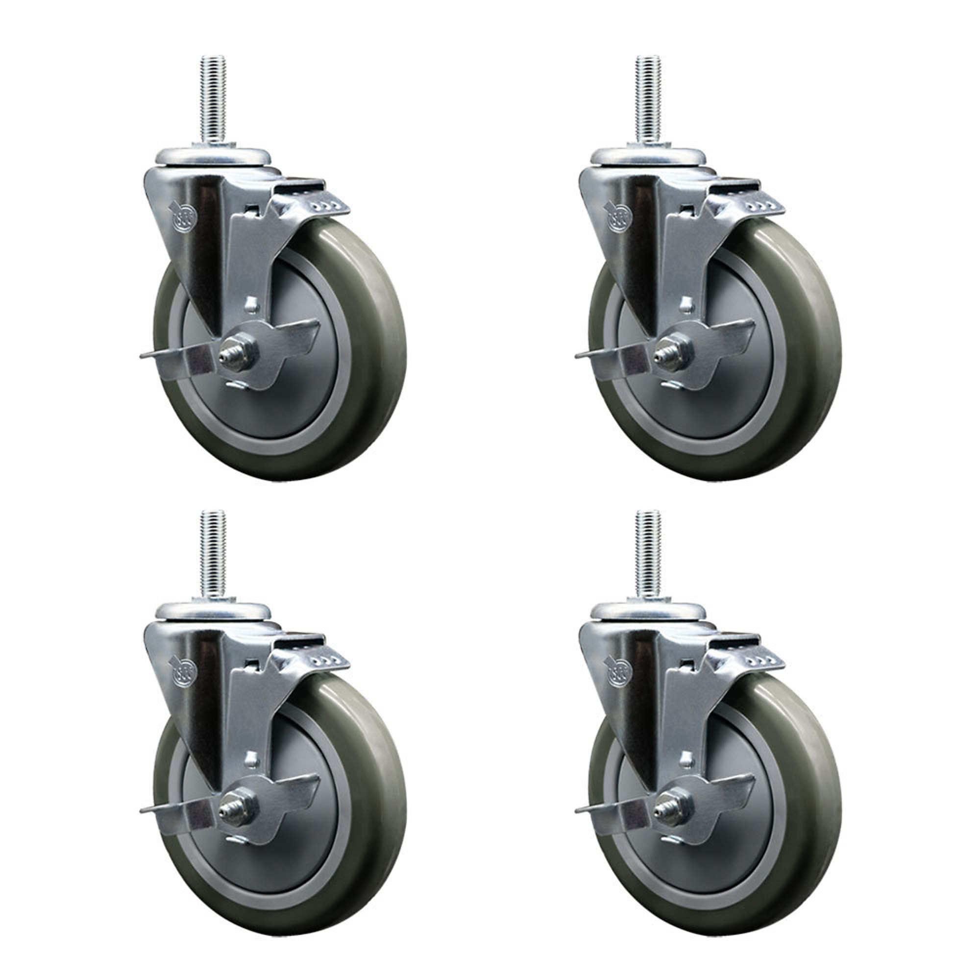 Service Caster, 5Inch x 1 1/4Inch Stem Casters, Wheel Diameter 5 in, Caster Type Swivel, Package (qty.) 4, Model SCC-TS20S514-PPUB-TLB-34212-4