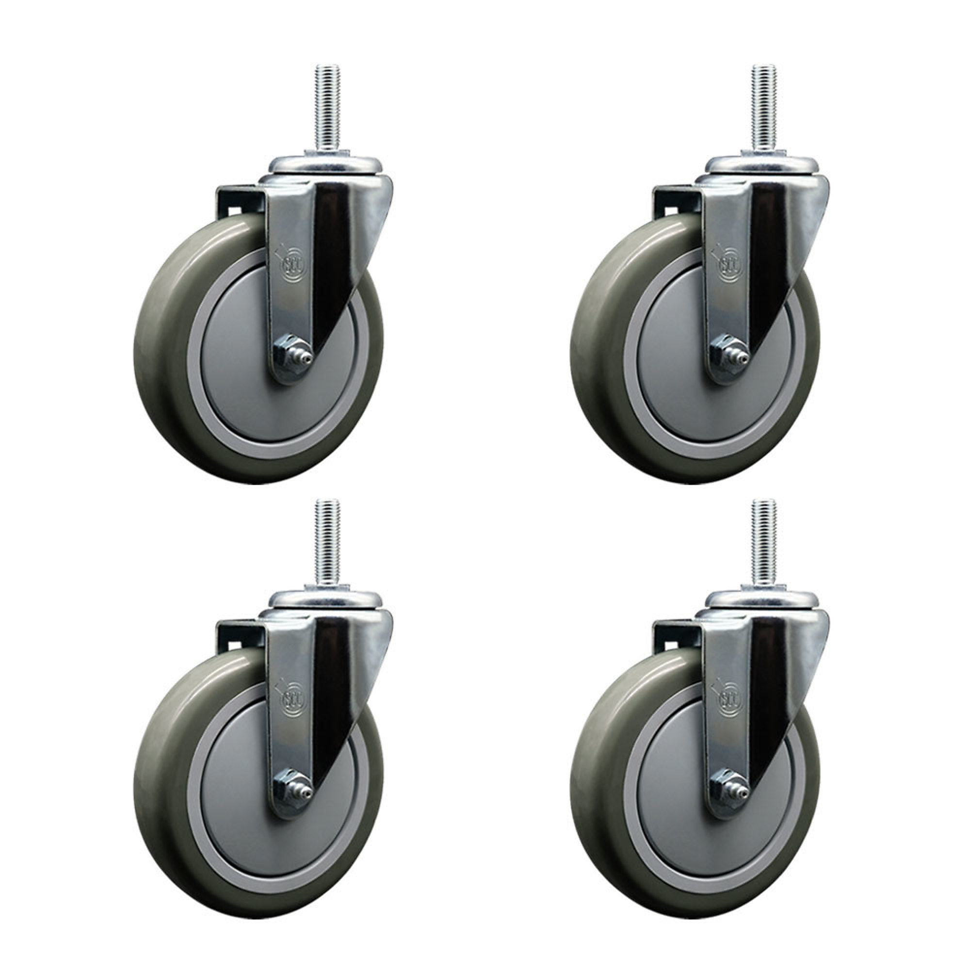 Service Caster, 5Inch x 1 1/4Inch Stem Casters, Wheel Diameter 5 in, Caster Type Swivel, Package (qty.) 4, Model SCC-TS20S514-PPUB-34212-4