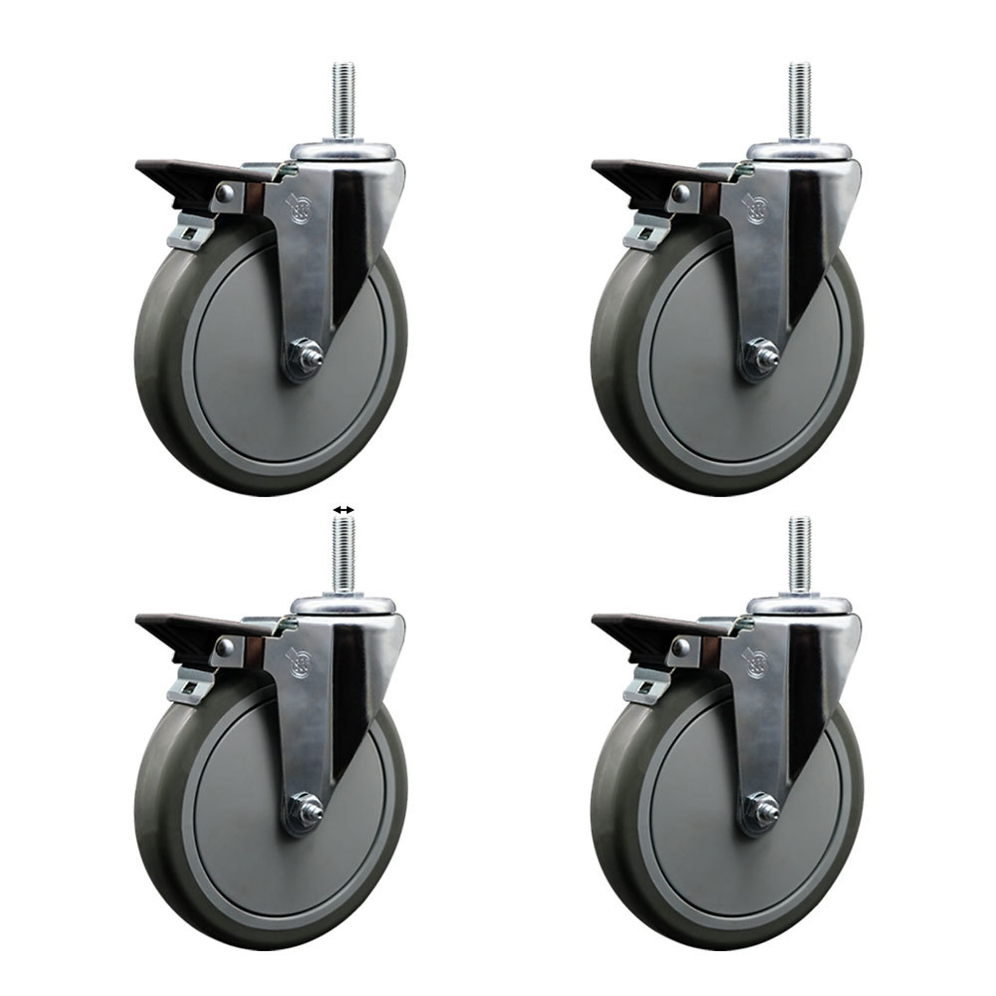 Service Caster, 6Inch x 1 1/4Inch Stem Casters, Wheel Diameter 6 in, Caster Type Swivel, Package (qty.) 4, Model SCC-TS20S614-PPUB-PLB-34212-4