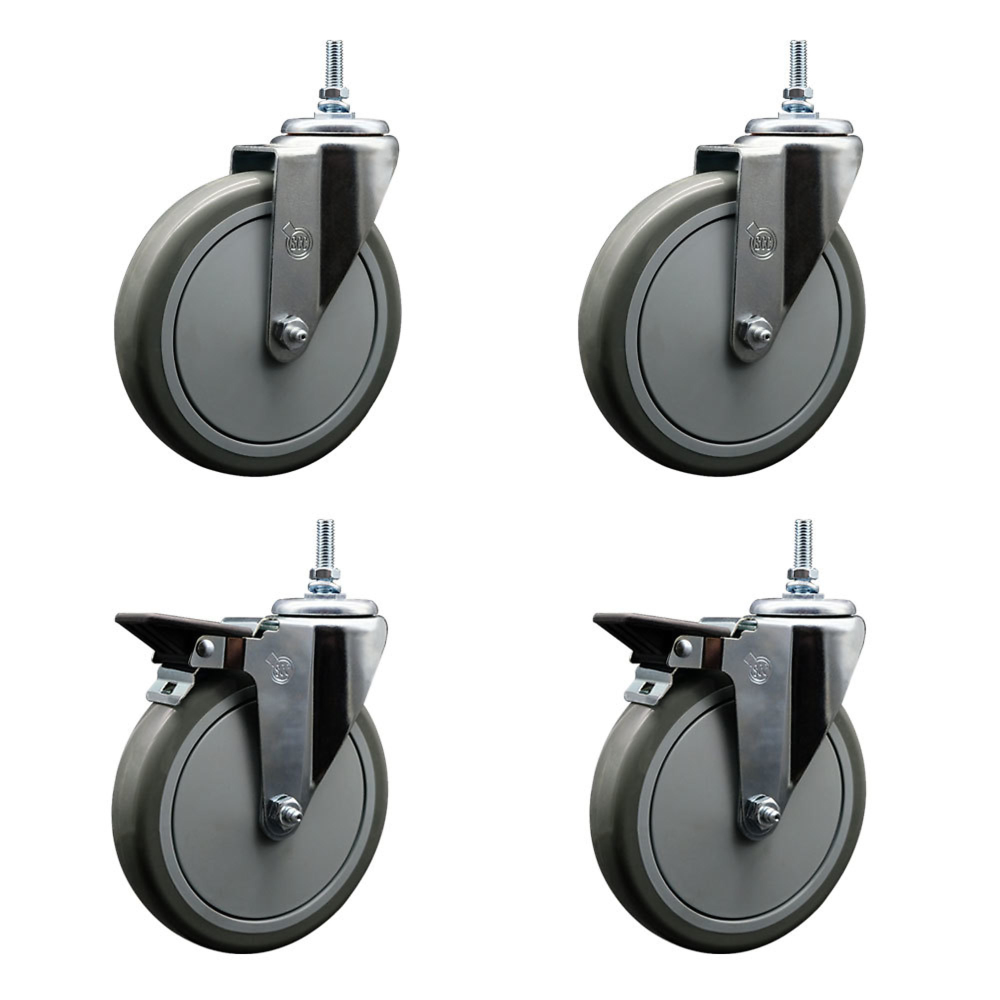 Service Caster, 6Inch x 1 1/4Inch Stem Casters, Wheel Diameter 6 in, Caster Type Swivel, Package (qty.) 4, Model SCC-TS20S614-PPUB-381615-2-PLB-2