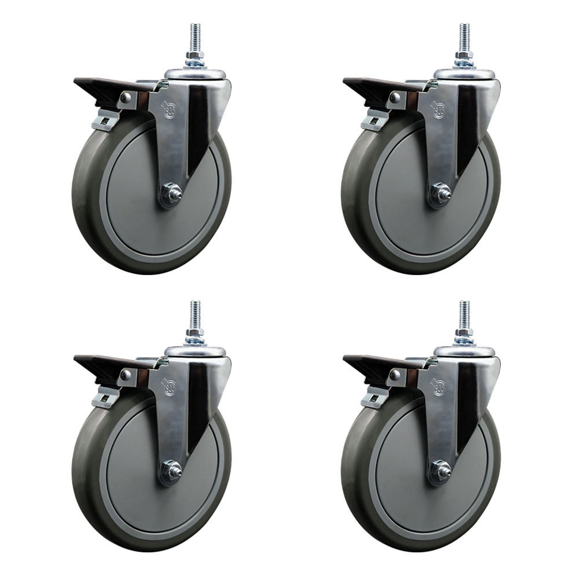 Service Caster, 6Inch x 1 1/4Inch Stem Casters, Wheel Diameter 6 in, Caster Type Swivel, Package (qty.) 1, Model SCC-TS20S614-PPUB-PLB-381615-4