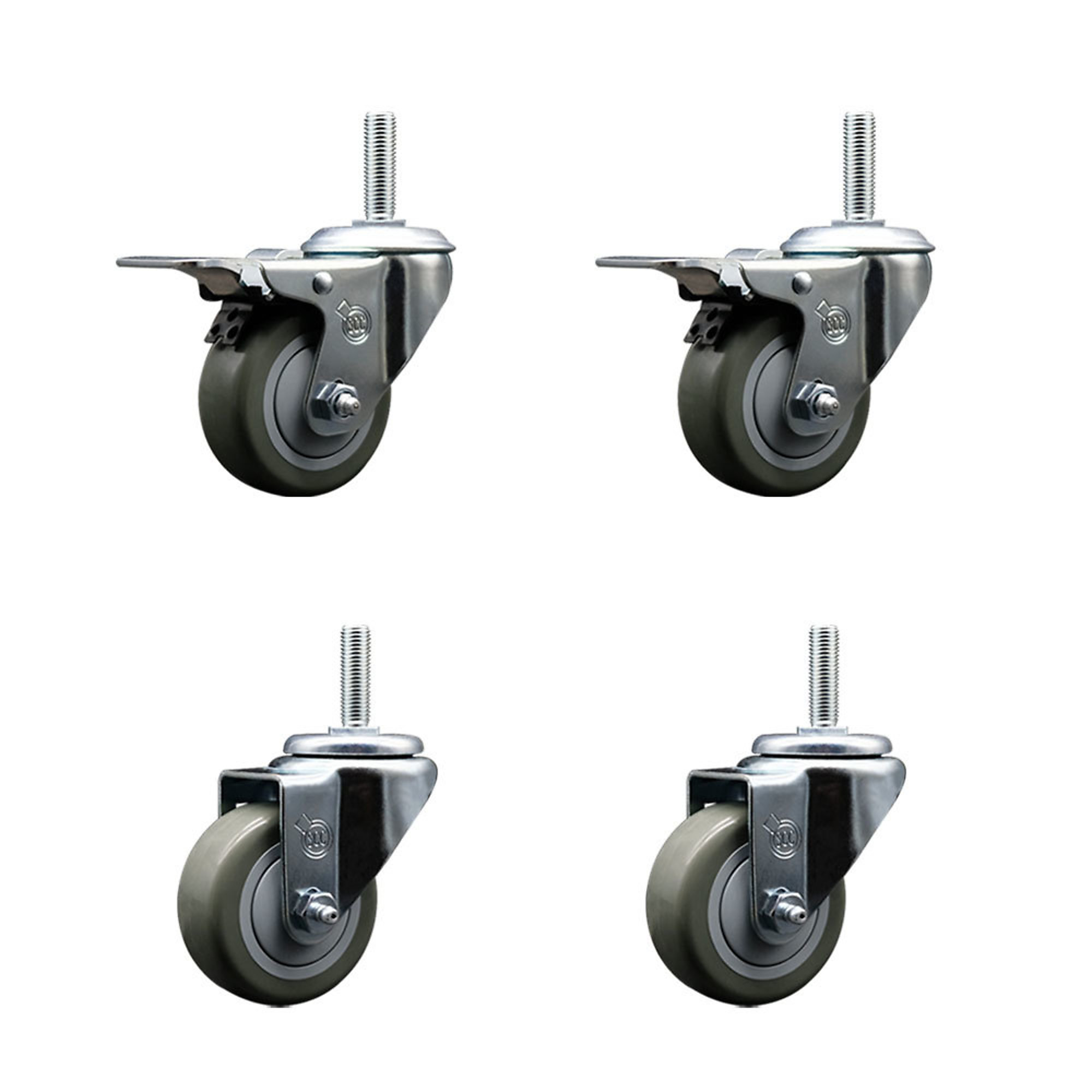 Service Caster, 3Inch x 1 1/4Inch Stem Casters, Wheel Diameter 3 in, Caster Type Swivel, Package (qty.) 4, Model SCC-TSTTL20S314-PPUB-58212-2-S-2