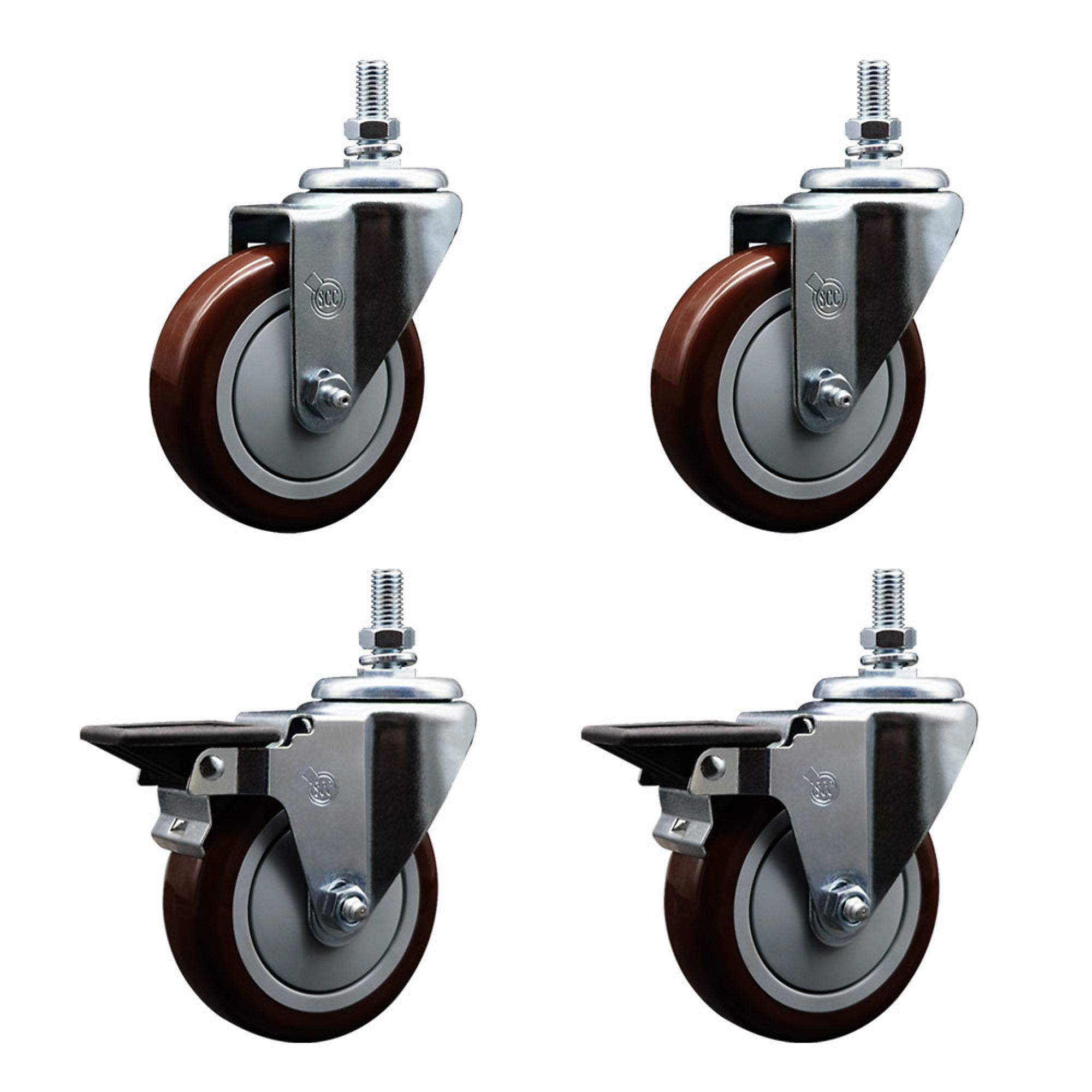 Service Caster, 5Inch x 1 1/4Inch Stem Casters, Wheel Diameter 5 in, Caster Type Swivel, Package (qty.) 4, Model SCC-TS20S514-PPUB-MRN-121315-2-PLB-2