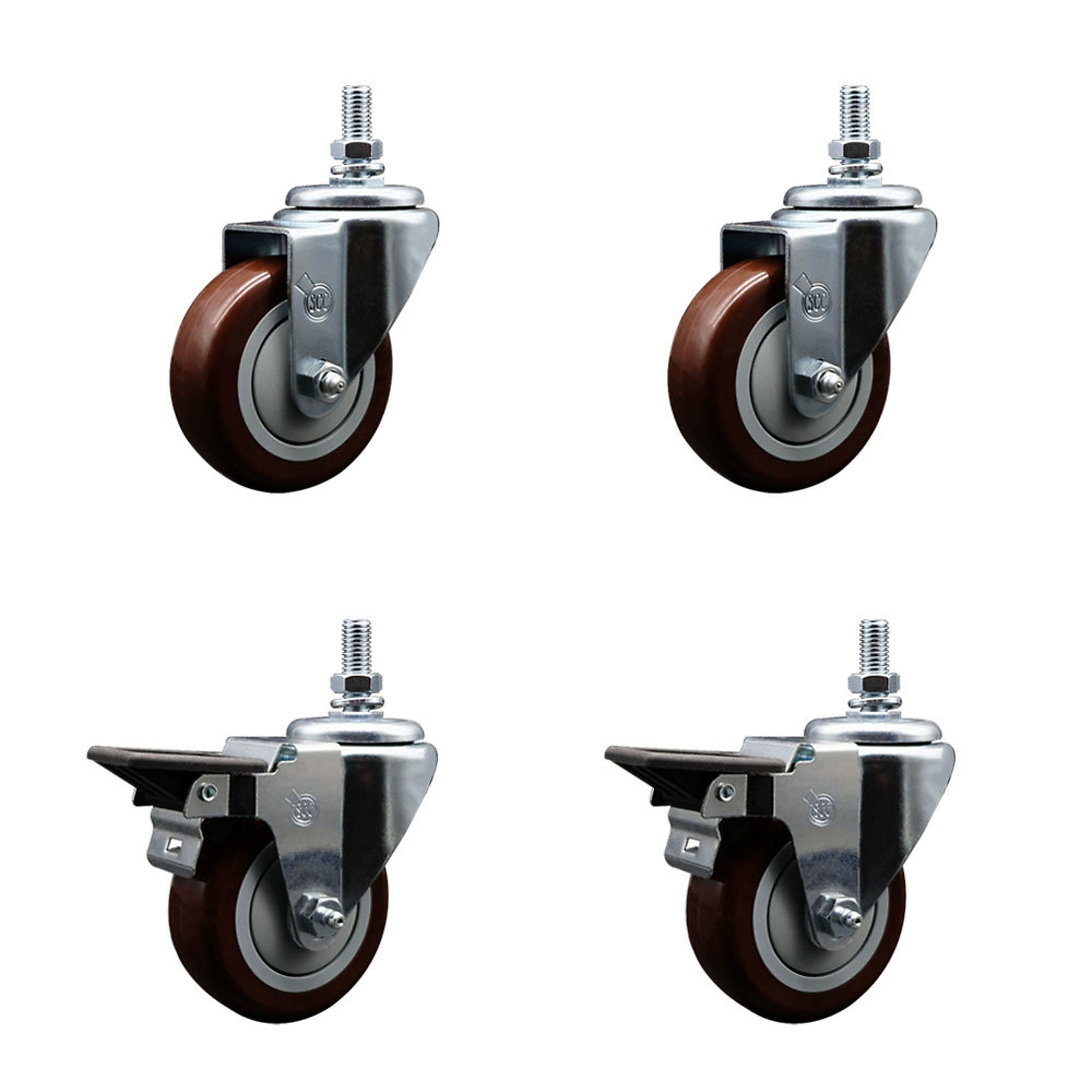 Service Caster, 3 1/2Inch x 1 1/4Inch Stem Casters, Wheel Diameter 3.5 in, Caster Type Swivel, Package (qty.) 4, Model SCC-TS20S3514-PPUB-MRN-121315-2