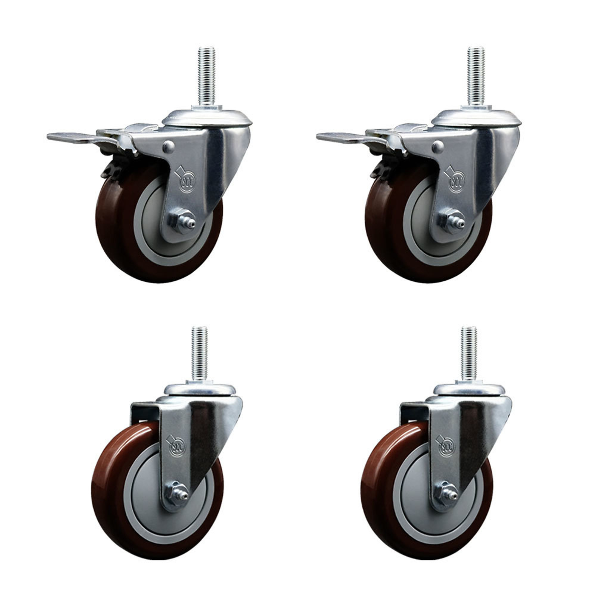 Service Caster, 4Inch x 1 1/4Inch Stem Casters, Wheel Diameter 4 in, Caster Type Swivel, Package (qty.) 4, Model SCC-TSTTL20S414-PPUB-MRN-34212-2-S-2