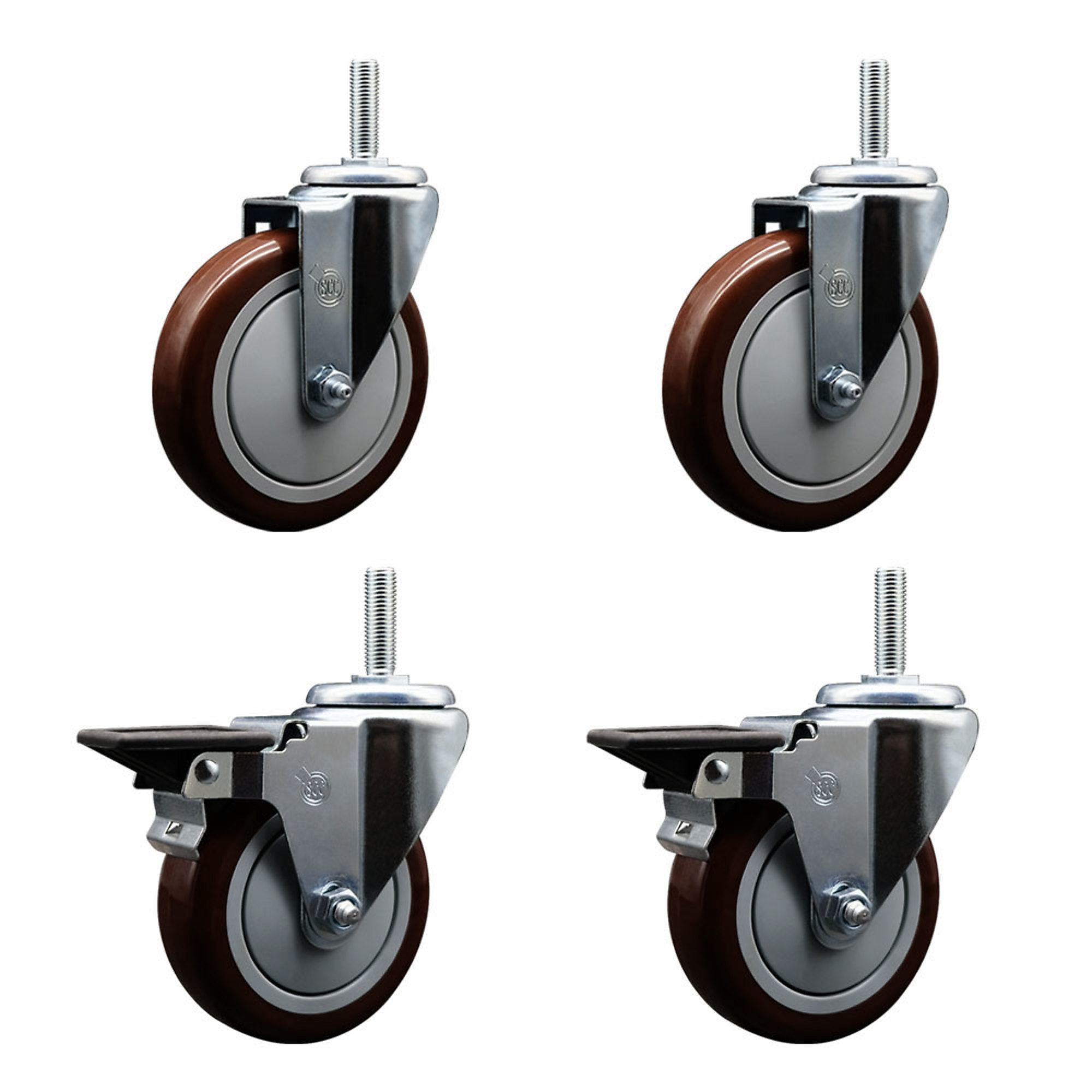 Service Caster, 5Inch x 1 1/4Inch Stem Casters, Wheel Diameter 5 in, Caster Type Swivel, Package (qty.) 4, Model SCC-TS20S514-PPUB-MRN-34212-2-PLB-2