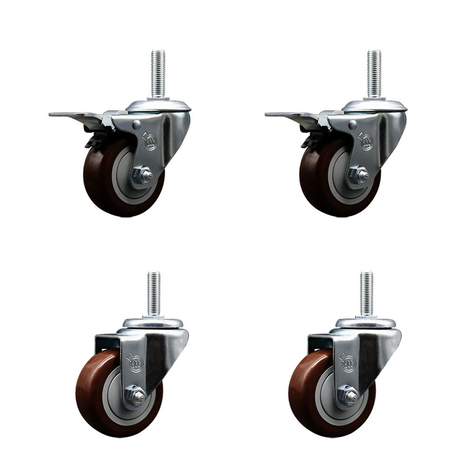 Service Caster, 3Inch x 1 1/4Inch Stem Casters, Wheel Diameter 3 in, Caster Type Swivel, Package (qty.) 4, Model SCC-TSTTL20S314-PPUB-MRN-34212-2-S-2