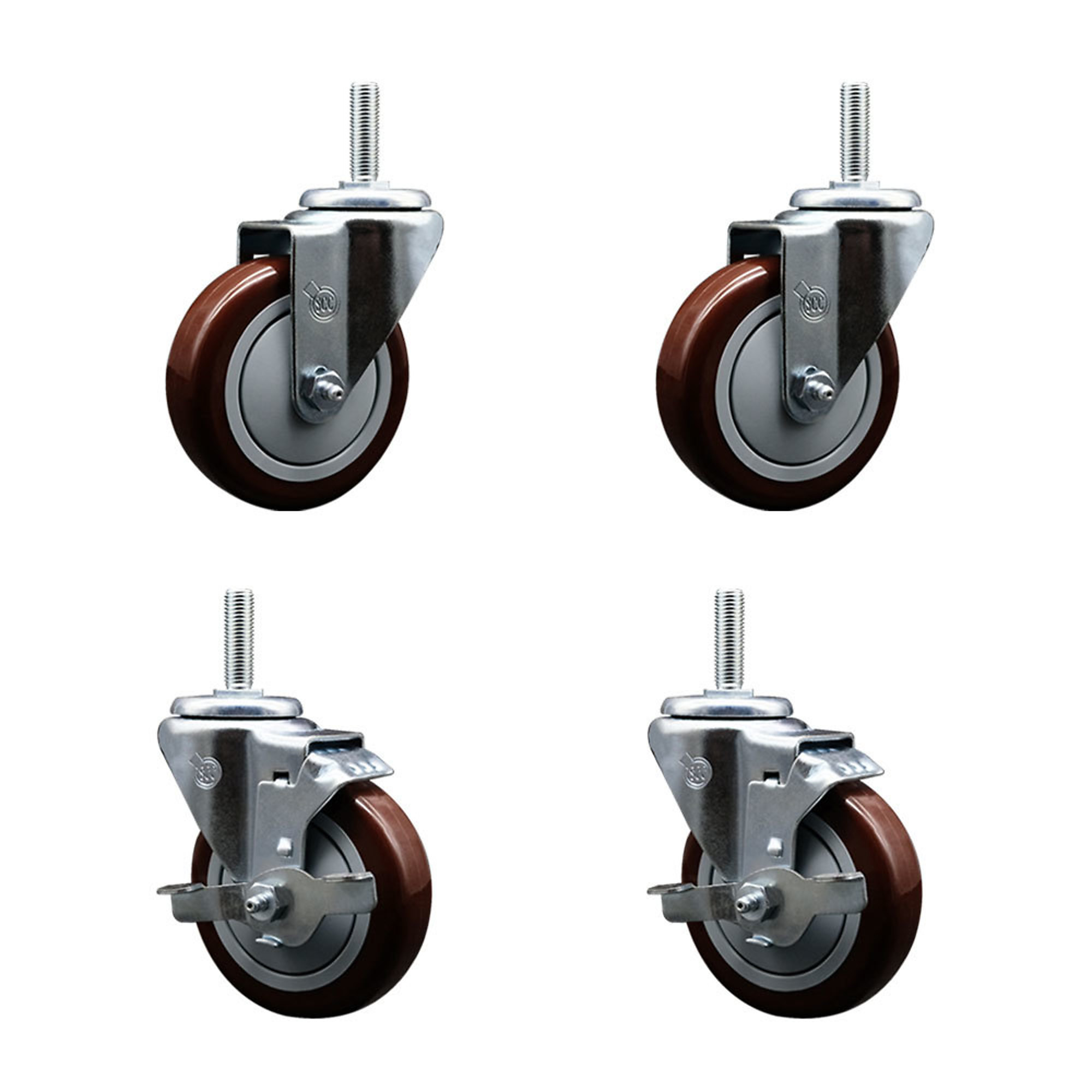 Service Caster, 4Inch x 1 1/4Inch Stem Casters, Wheel Diameter 4 in, Caster Type Swivel, Package (qty.) 4, Model SCC-TS20S414-PPUB-MRN-34212-2-TLB-2