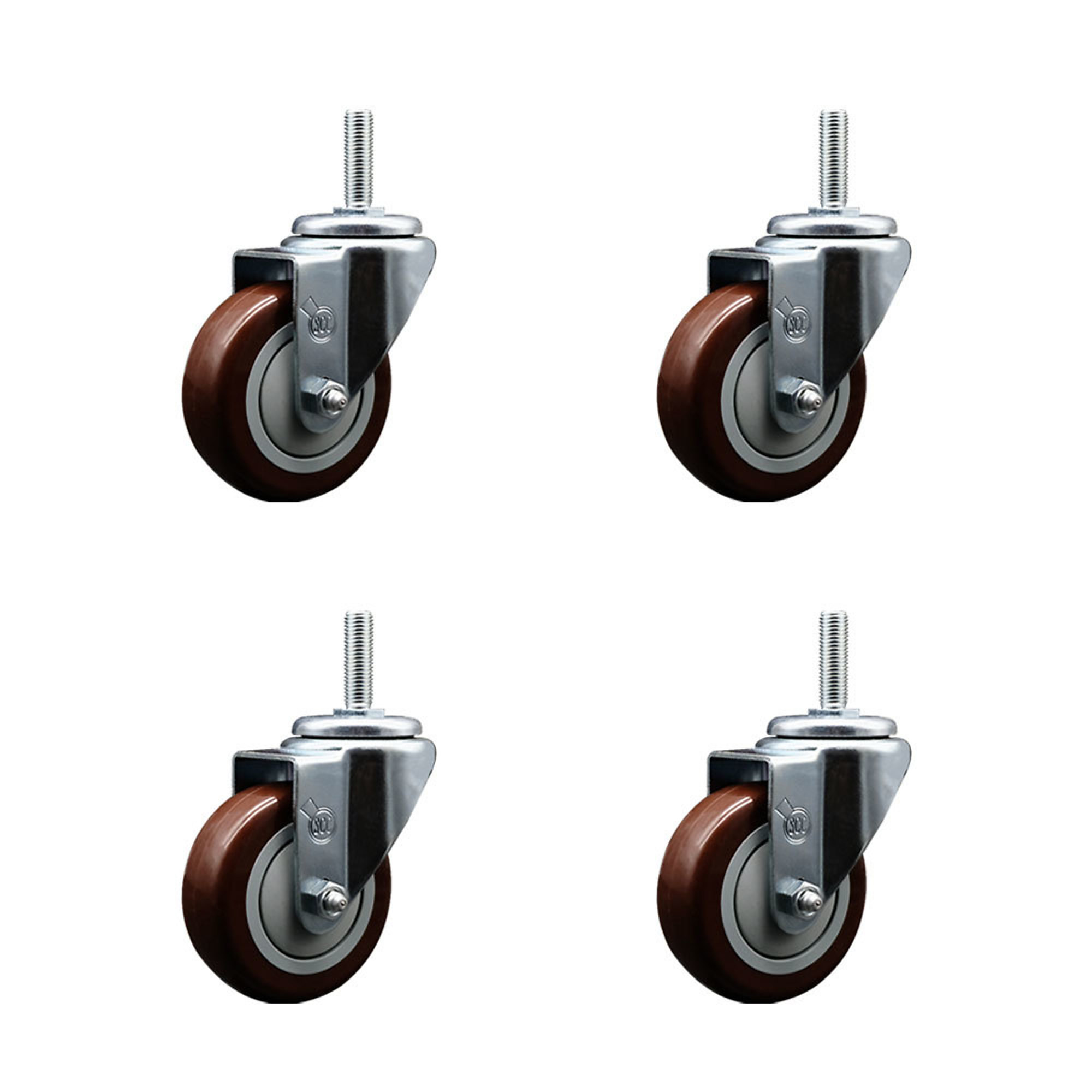 Service Caster, 3 1/2Inch x 1 1/4Inch Stem Casters, Wheel Diameter 3.5 in, Caster Type Swivel, Package (qty.) 4, Model SCC-TS20S3514-PPUB-MRN-34212-4