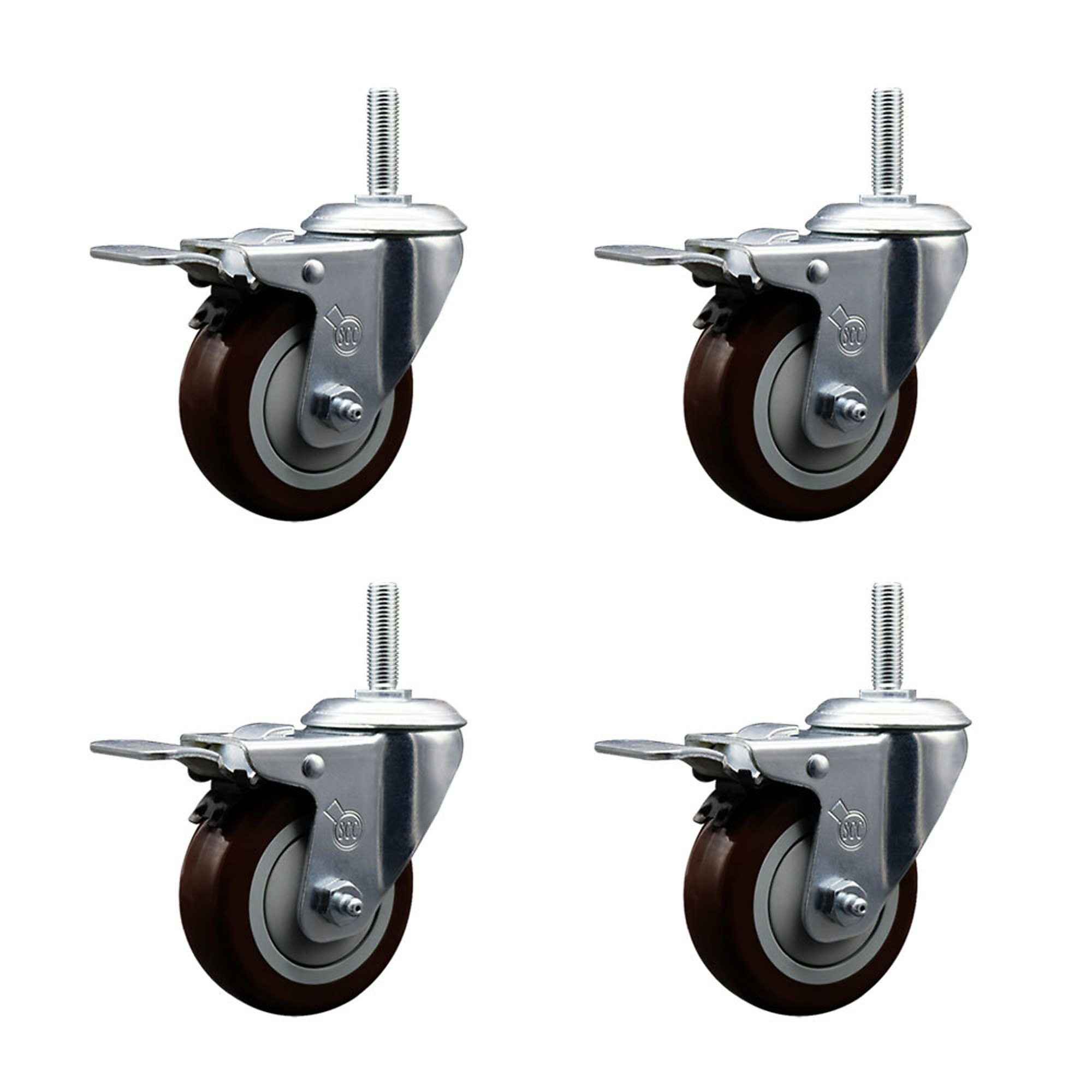 Service Caster, 4Inch x 1 1/4Inch Stem Casters, Wheel Diameter 4 in, Caster Type Swivel, Package (qty.) 4, Model SCC-TSTTL20S414-PPUB-MRN-34212-4