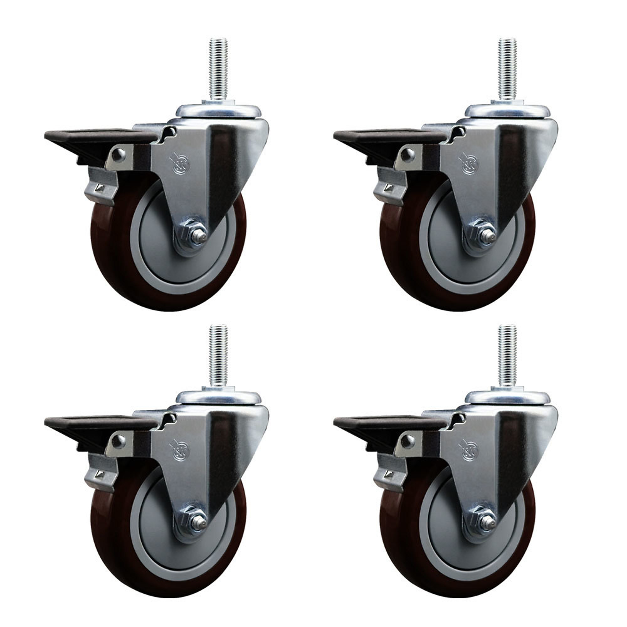 Service Caster, 5Inch x 1 1/4Inch Stem Casters, Wheel Diameter 5 in, Caster Type Swivel, Package (qty.) 4, Model SCC-TS20S514-PPUB-MRN-PLB-34212-4