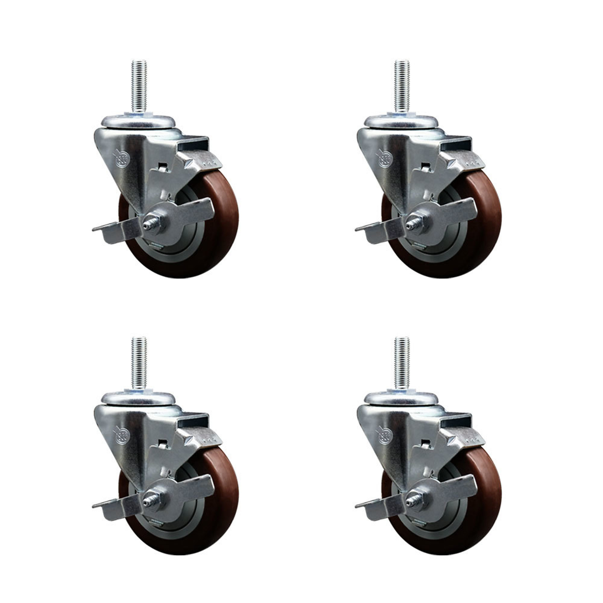 Service Caster, 3 1/2Inch x 1 1/4Inch Stem Casters, Wheel Diameter 3.5 in, Caster Type Swivel, Package (qty.) 4, Model SCC-TS20S3514-PPUB-MRN-TLB-