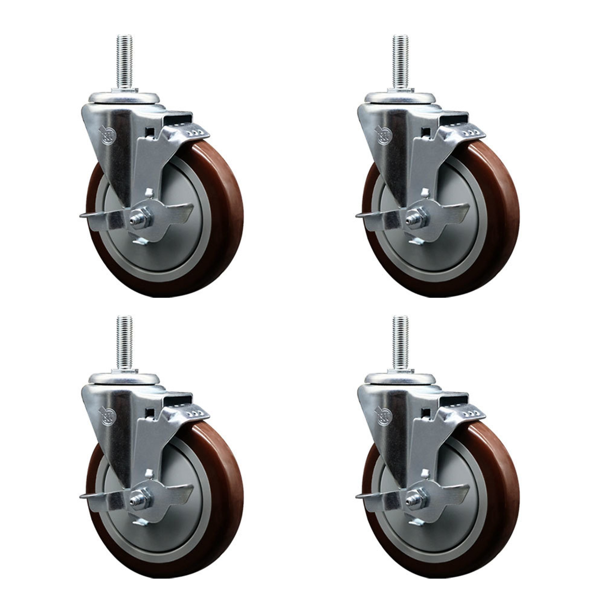 Service Caster, 5Inch x 1 1/4Inch Stem Casters, Wheel Diameter 5 in, Caster Type Swivel, Package (qty.) 4, Model SCC-TS20S514-PPUB-MRN-TLB-34212-4