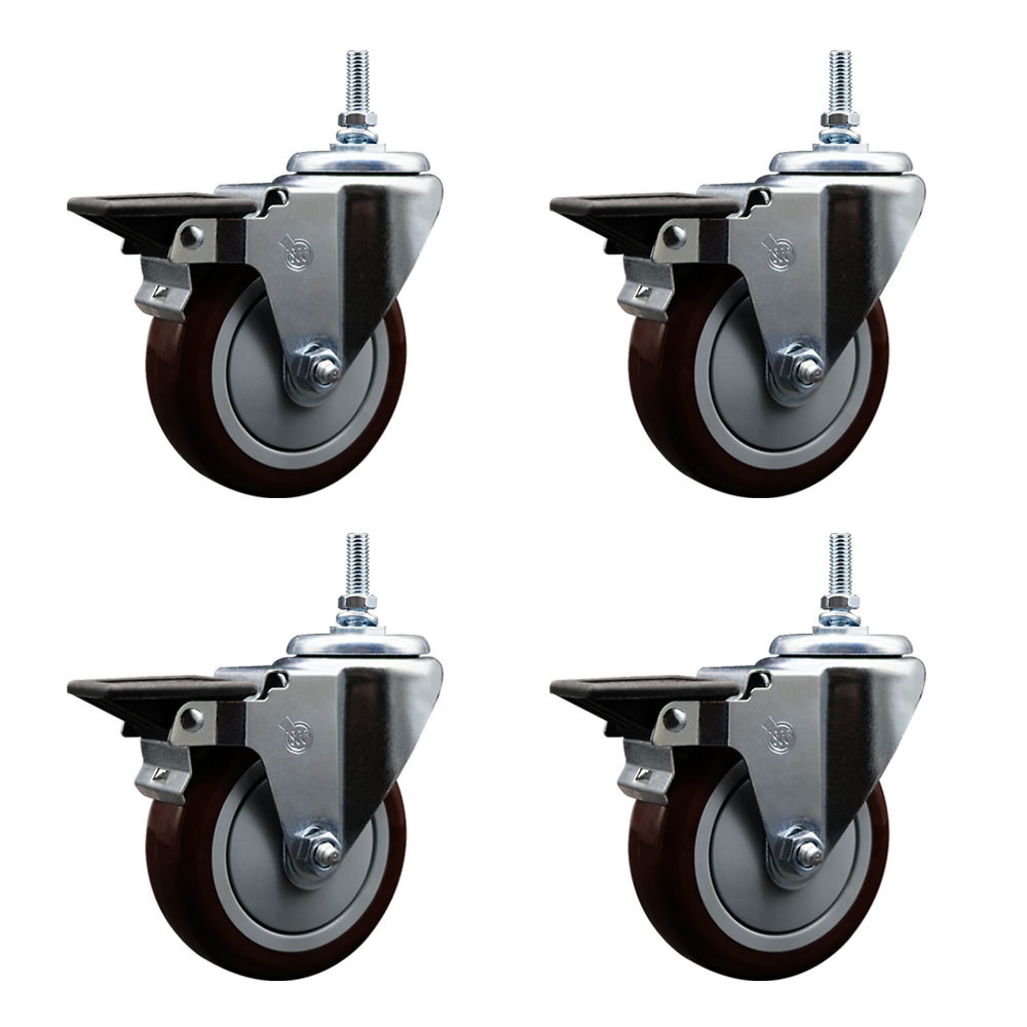 Service Caster, 5Inch x 1 1/4Inch Stem Casters, Wheel Diameter 5 in, Caster Type Swivel, Package (qty.) 4, Model SCC-TS20S514-PPUB-MRN-PLB-381615-4