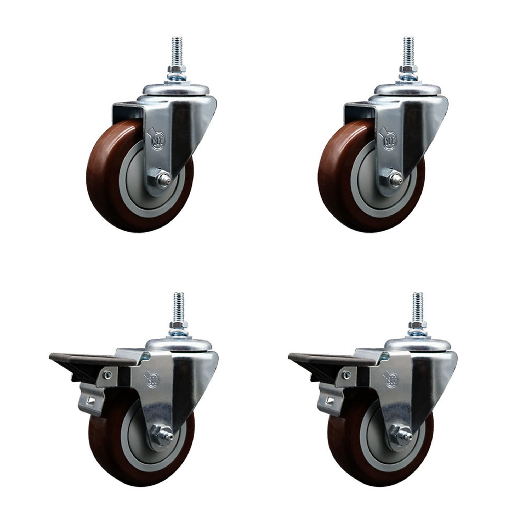 Service Caster, 3 1/2Inch x 1 1/4Inch Stem Casters, Wheel Diameter 3.5 in, Caster Type Swivel, Package (qty.) 4, Model SCC-TS20S3514-PPUB-MRN-381615-2