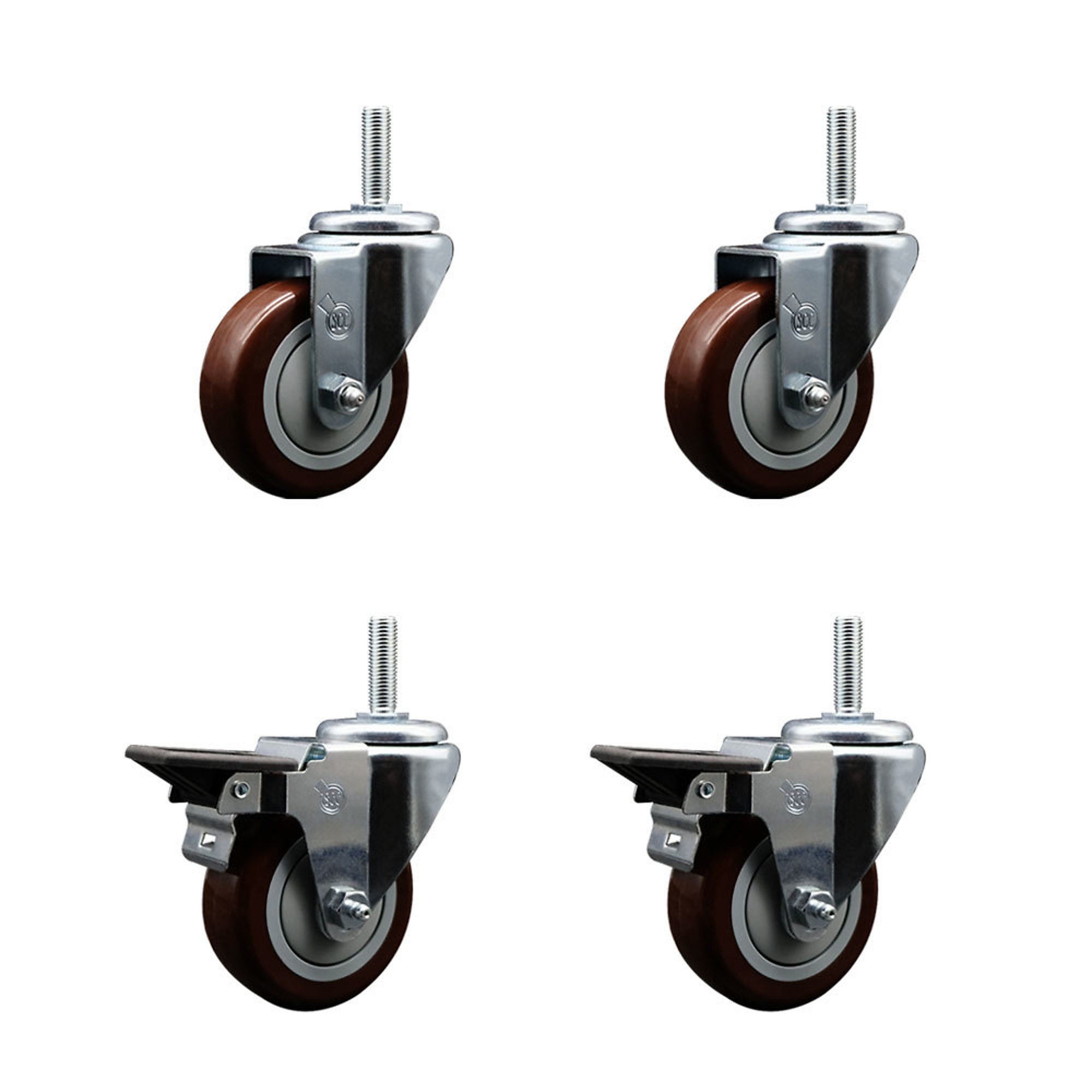 Service Caster, 3 1/2Inch x 1 1/4Inch Stem Casters, Wheel Diameter 3.5 in, Caster Type Swivel, Package (qty.) 4, Model SCC-TS20S3514-PPUB-MRN-58212-2-