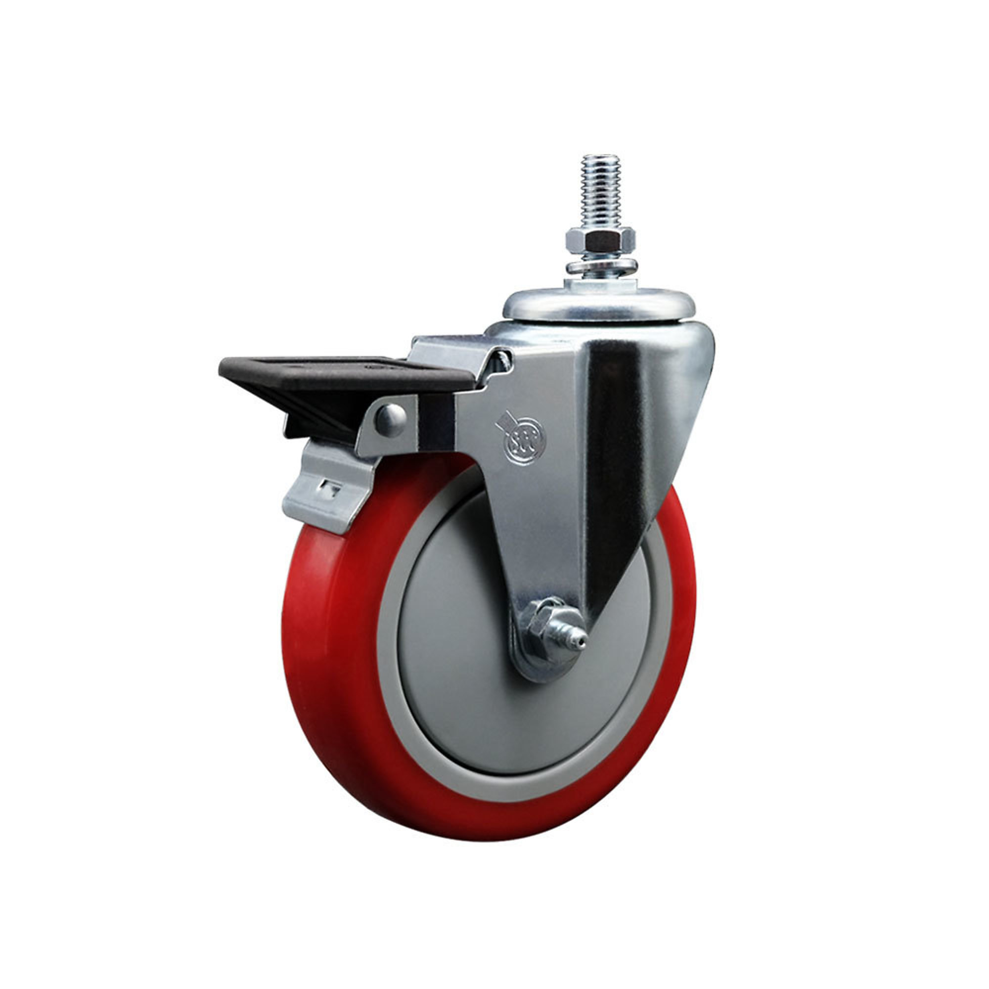 Service Caster, 5Inch x 1 1/4Inch Stem Caster, Wheel Diameter 5 in, Caster Type Swivel, Package (qty.) 1, Model SCC-TS20S514-PPUB-RED-PLB-121315