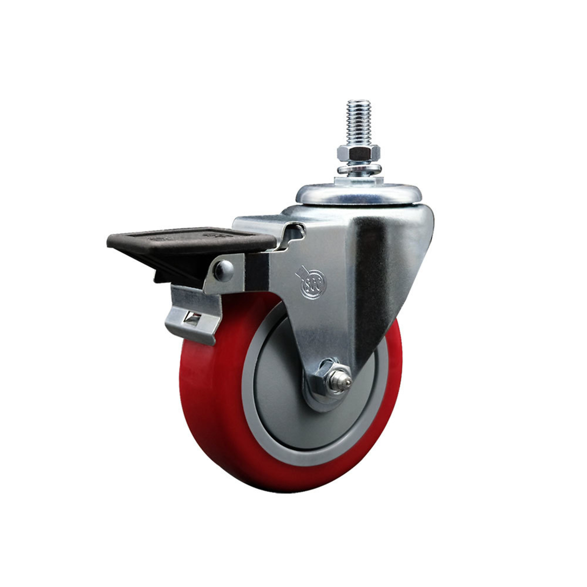 Service Caster, 4Inch x 1 1/4Inch Stem Caster, Wheel Diameter 4 in, Caster Type Swivel, Package (qty.) 1, Model SCC-TS20S414-PPUB-RED-PLB-121315