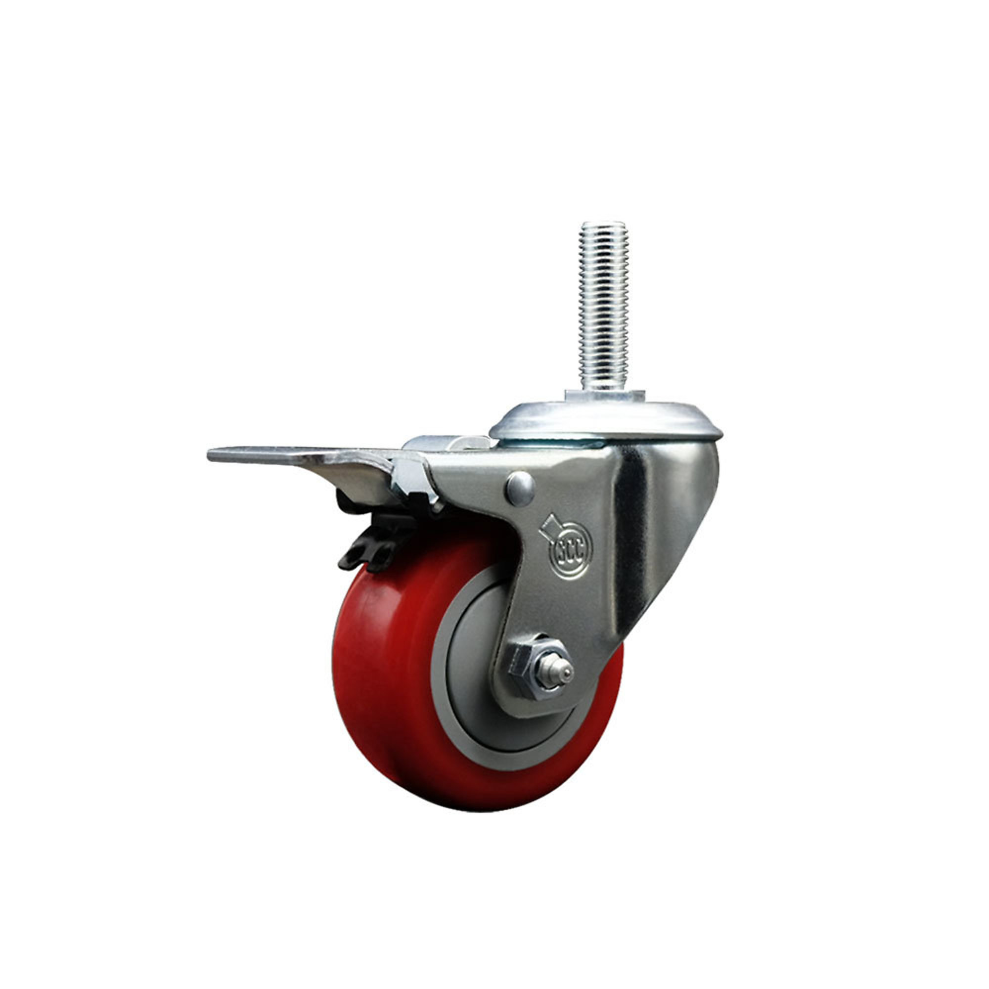 Service Caster, 3Inch x 1 1/4Inch Stem Caster, Wheel Diameter 3 in, Caster Type Swivel, Package (qty.) 1, Model SCC-TSTTL20S314-PPUB-RED-34212