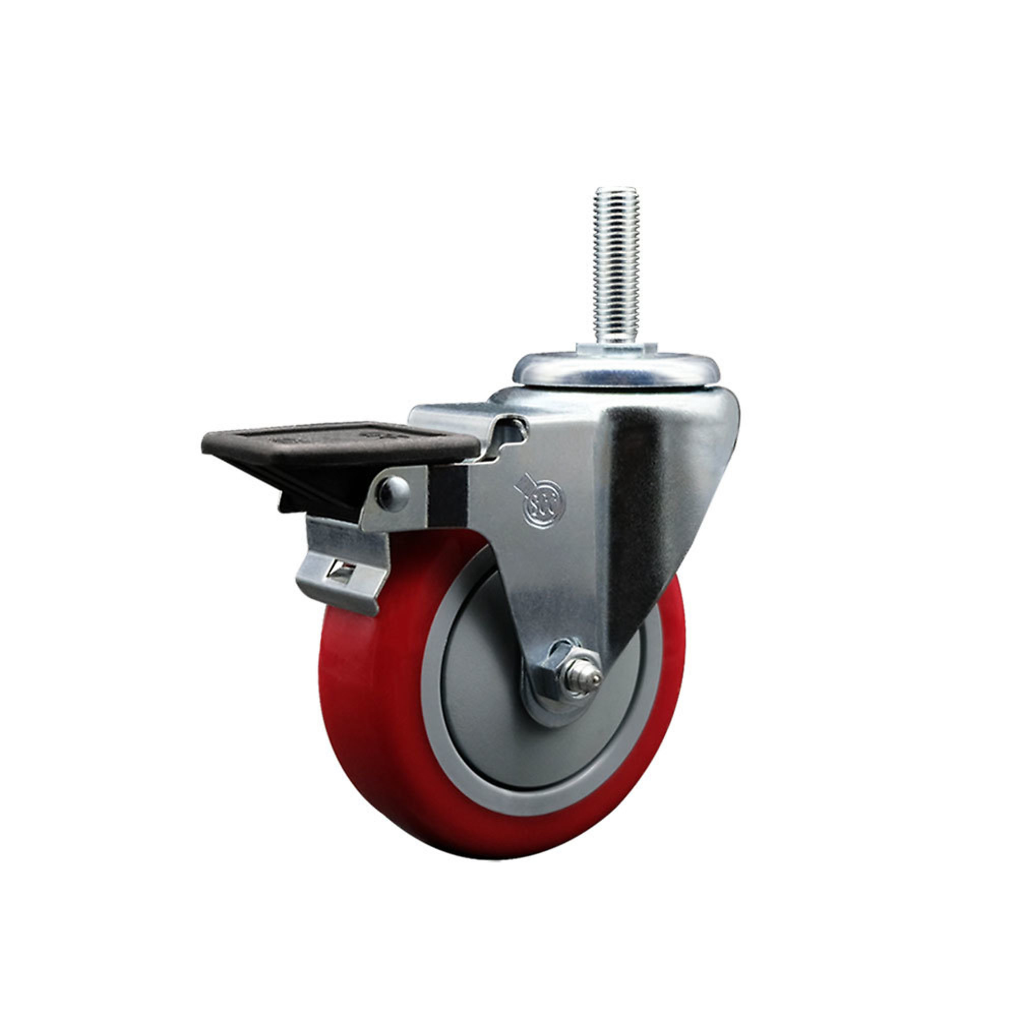 Service Caster, 4Inch x 1 1/4Inch Stem Caster, Wheel Diameter 4 in, Caster Type Swivel, Package (qty.) 1, Model SCC-TS20S414-PPUB-RED-PLB-34212