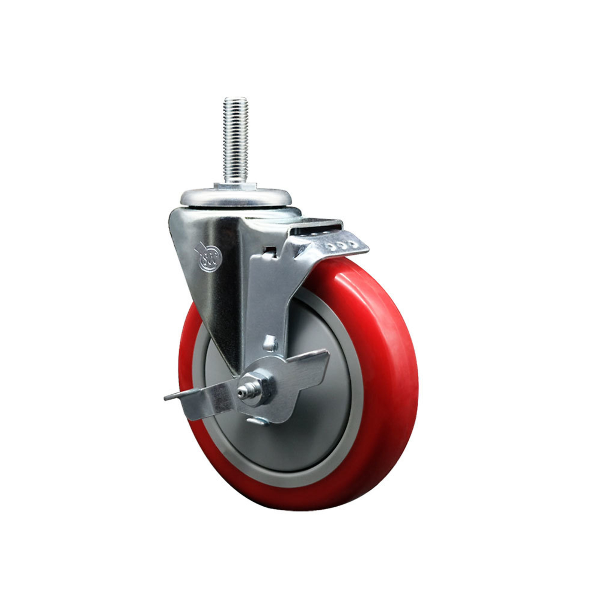 Service Caster, 5Inch x 1 1/4Inch Stem Caster, Wheel Diameter 5 in, Caster Type Swivel, Package (qty.) 1, Model SCC-TS20S514-PPUB-RED-TLB-34212