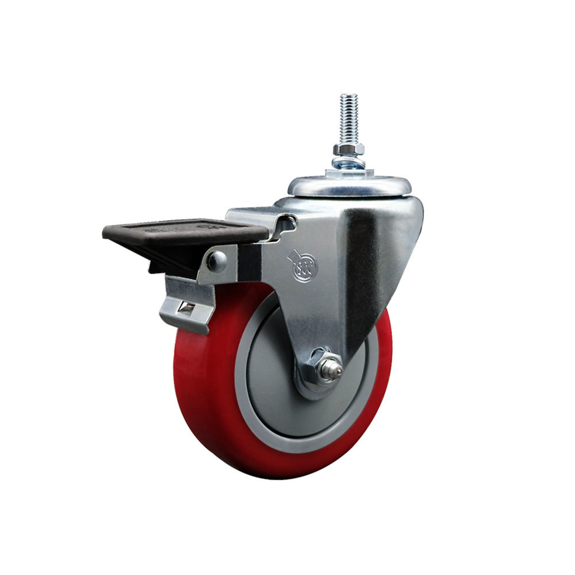 Service Caster, 4Inch x 1 1/4Inch Stem Caster, Wheel Diameter 4 in, Caster Type Swivel, Package (qty.) 1, Model SCC-TS20S414-PPUB-RED-PLB-381615