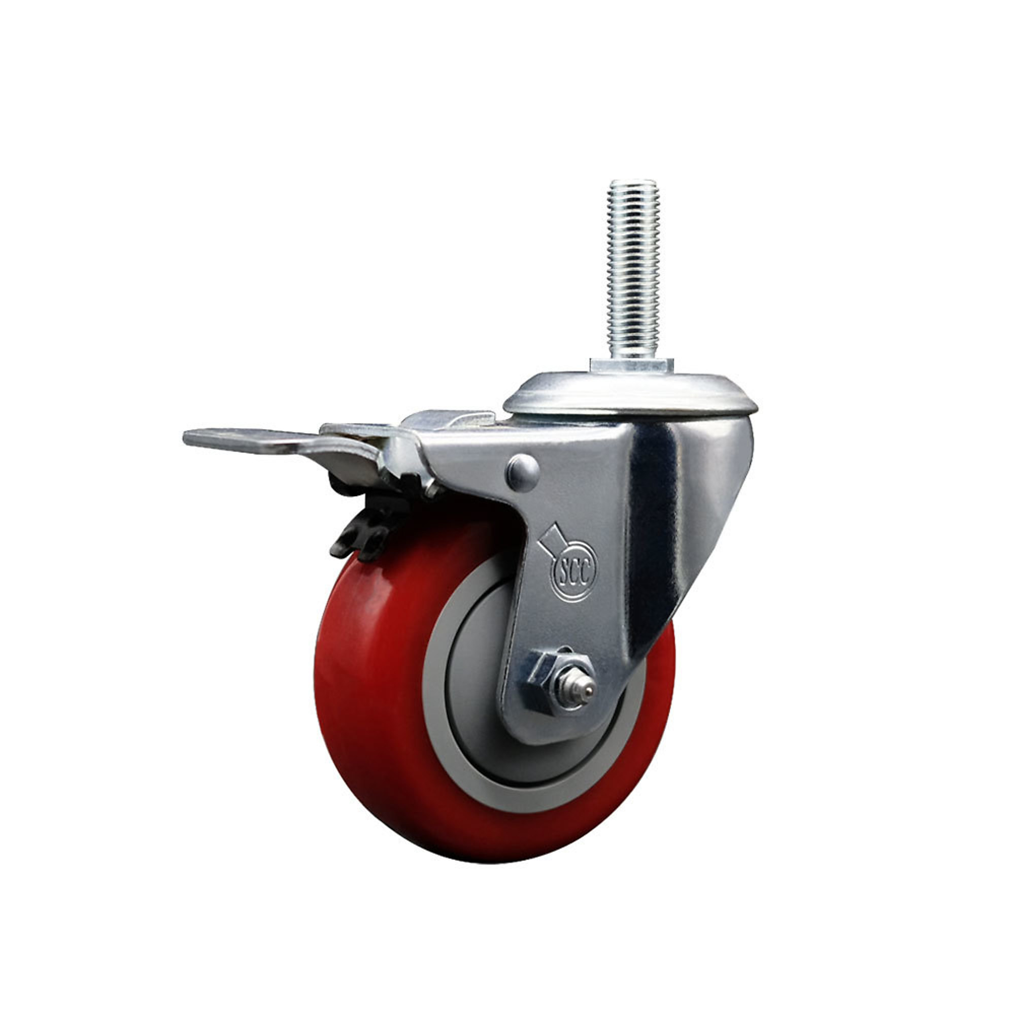 Service Caster, 4Inch x 1 1/4Inch Stem Caster, Wheel Diameter 4 in, Caster Type Swivel, Package (qty.) 1, Model SCC-TSTTL20S414-PPUB-RED-34212