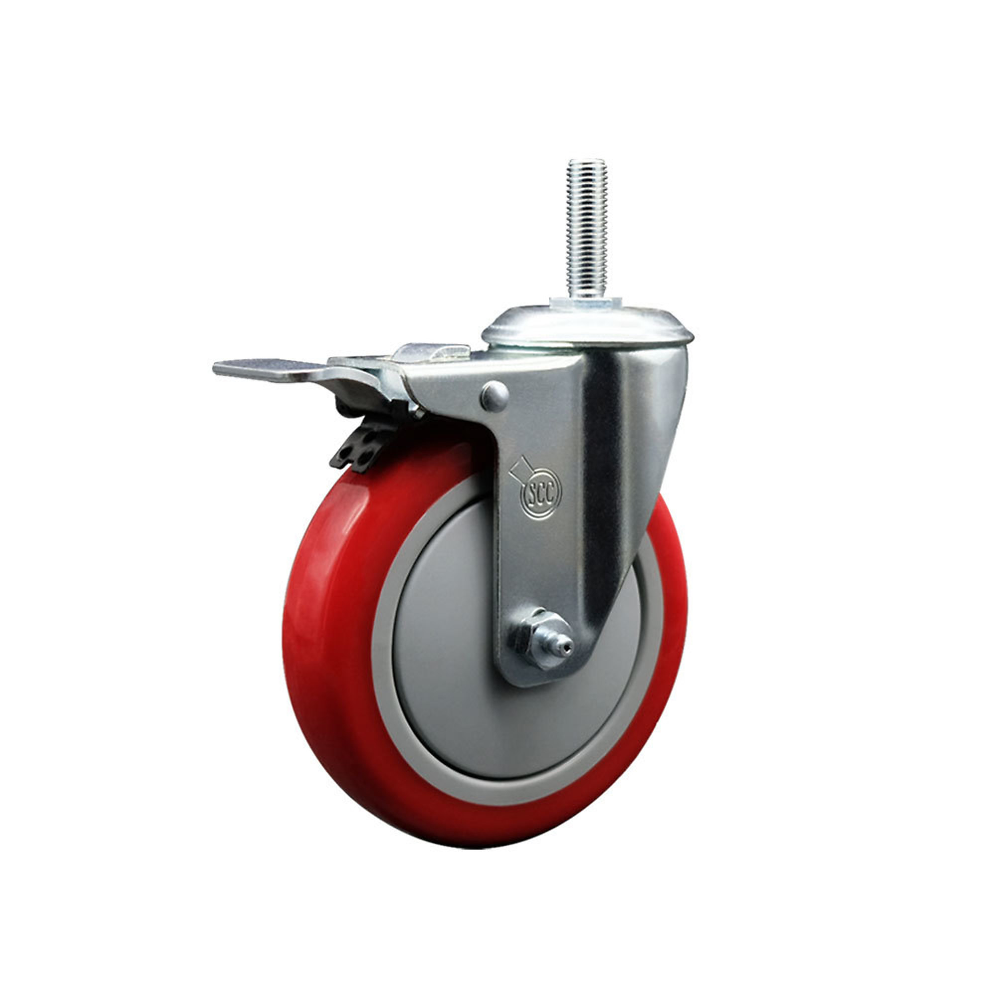 Service Caster, 5Inch x 1 1/4Inch Stem Caster, Wheel Diameter 5 in, Caster Type Swivel, Package (qty.) 1, Model SCC-TSTTL20S514-PPUB-RED-34212