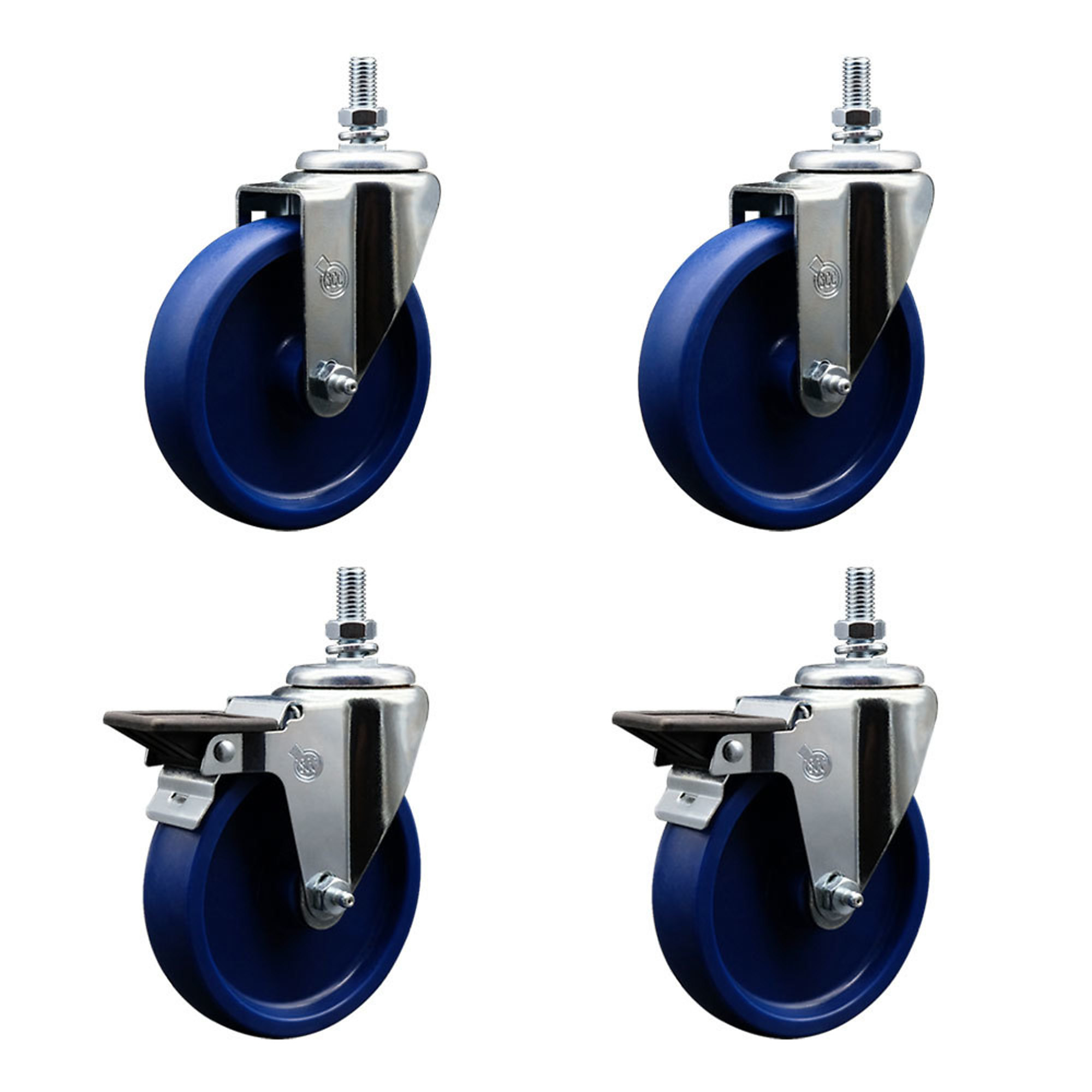 Service Caster, 5Inch x 1 1/4Inch Stem Casters, Wheel Diameter 5 in, Caster Type Swivel, Package (qty.) 4, Model SCC-TS20S514-SPUS-121315-2-PLB-2