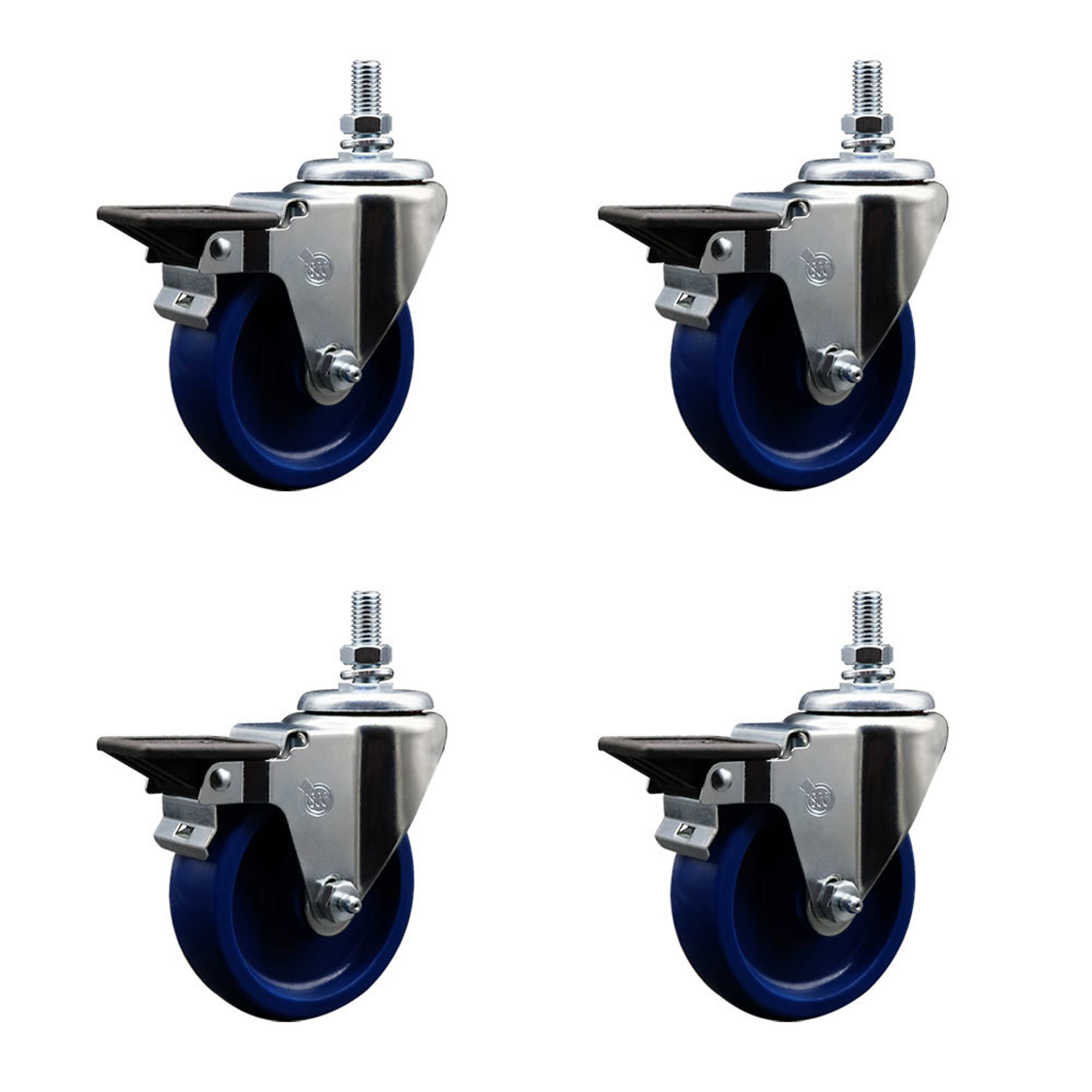 Service Caster, 4Inch x 1 1/4Inch Stem Casters, Wheel Diameter 4 in, Caster Type Swivel, Package (qty.) 4, Model SCC-TS20S414-SPUS-PLB-121315-4