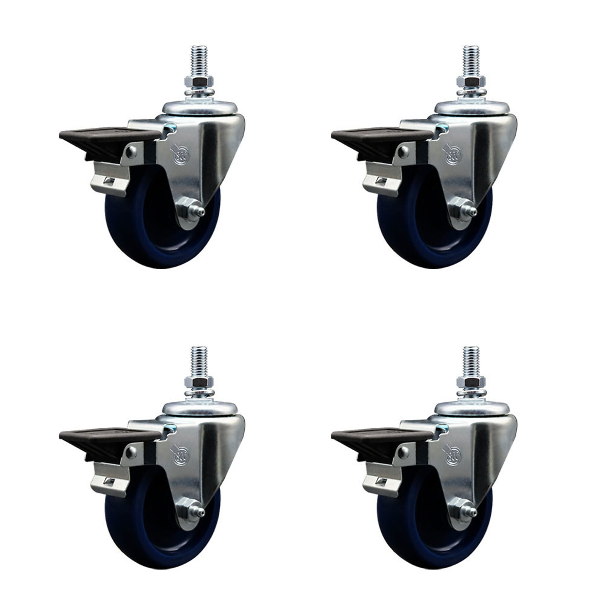 Service Caster, 3 1/2Inch x 1 1/4Inch Stem Casters, Wheel Diameter 3.5 in, Caster Type Swivel, Package (qty.) 4, Model SCC-TS20S3514-SPUS-PLB-121315-4