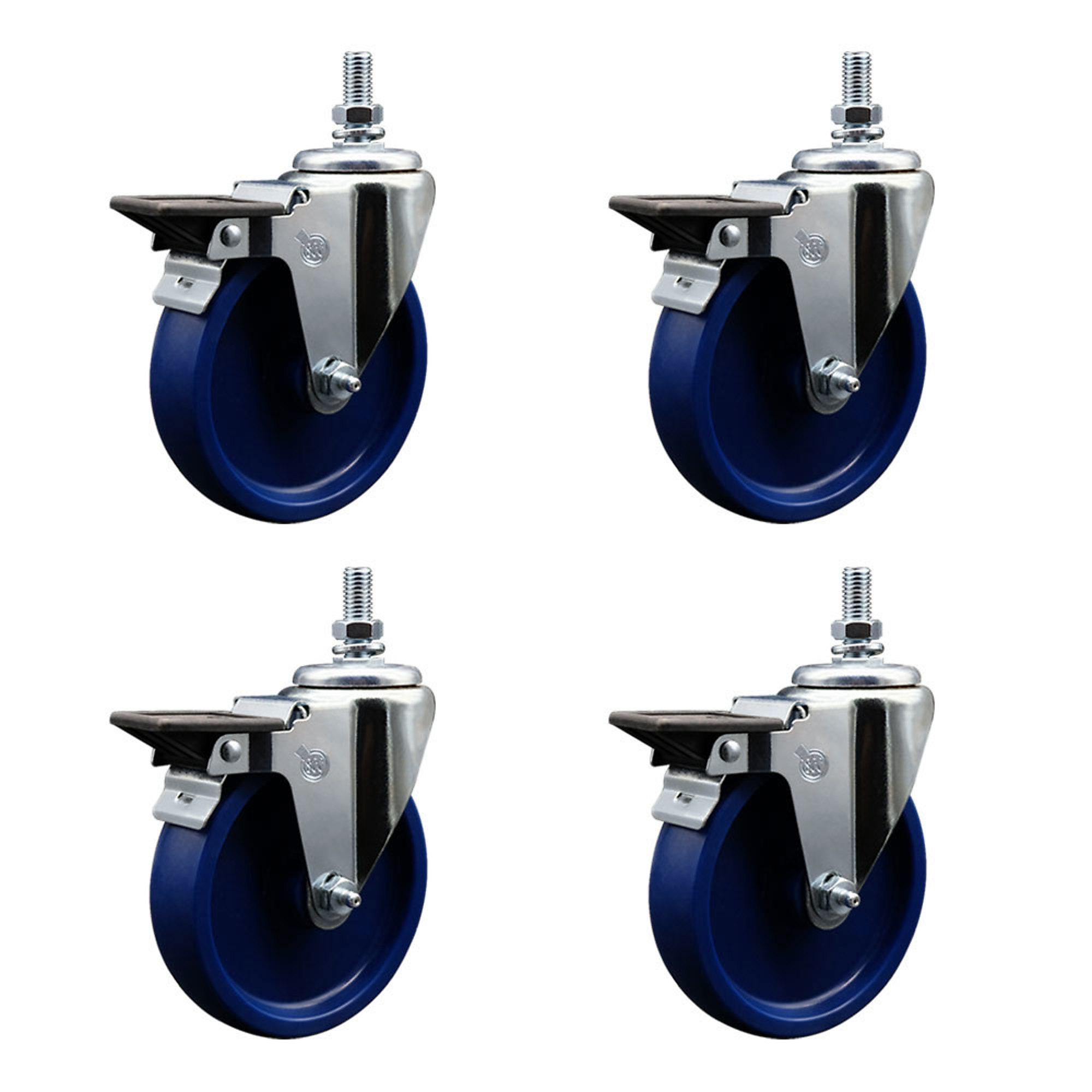 Service Caster, 5Inch x 1 1/4Inch Stem Casters, Wheel Diameter 5 in, Caster Type Swivel, Package (qty.) 4, Model SCC-TS20S514-SPUS-PLB-121315-4