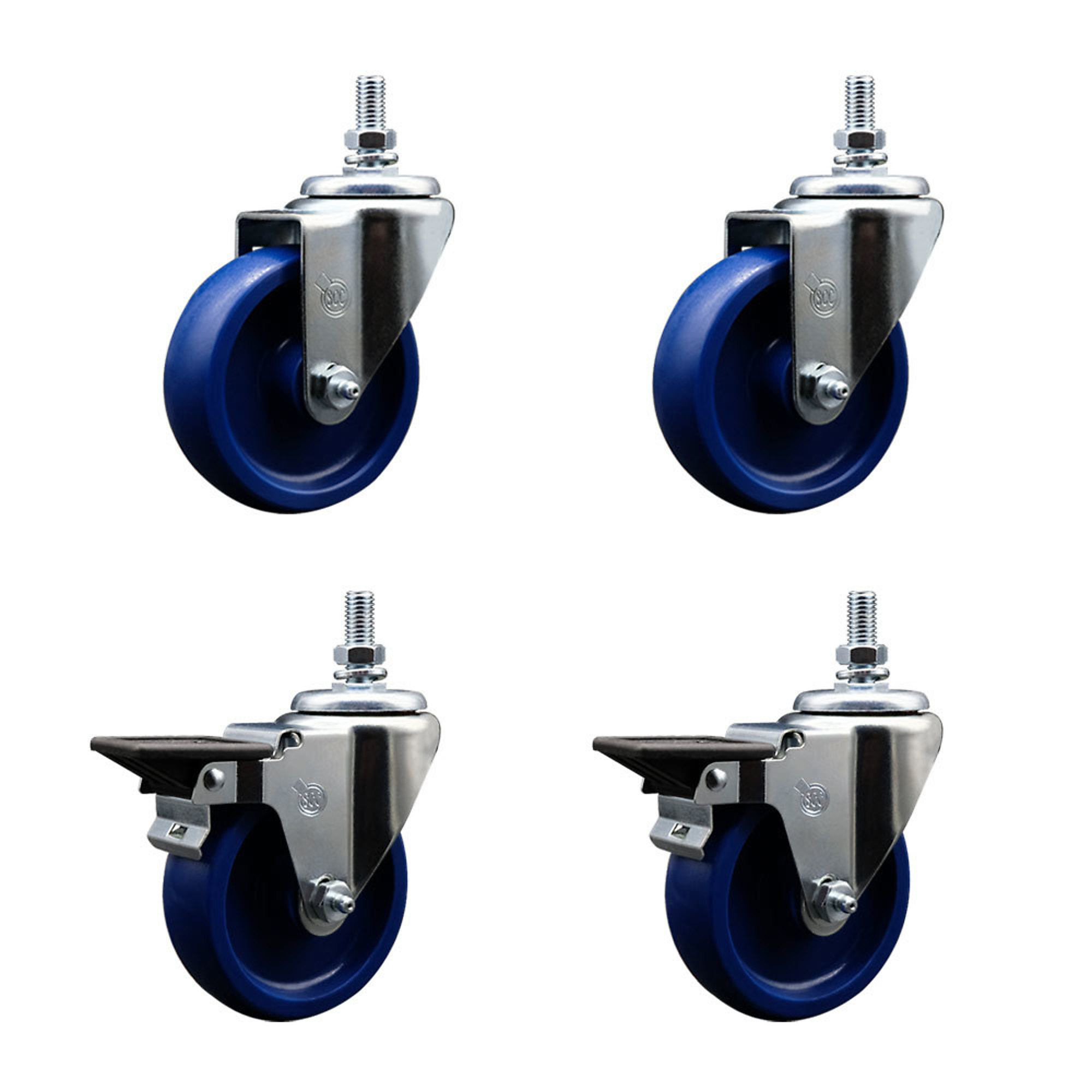 Service Caster, 4Inch x 1 1/4Inch Stem Casters, Wheel Diameter 4 in, Caster Type Swivel, Package (qty.) 4, Model SCC-TS20S414-SPUS-121315-2-PLB-2