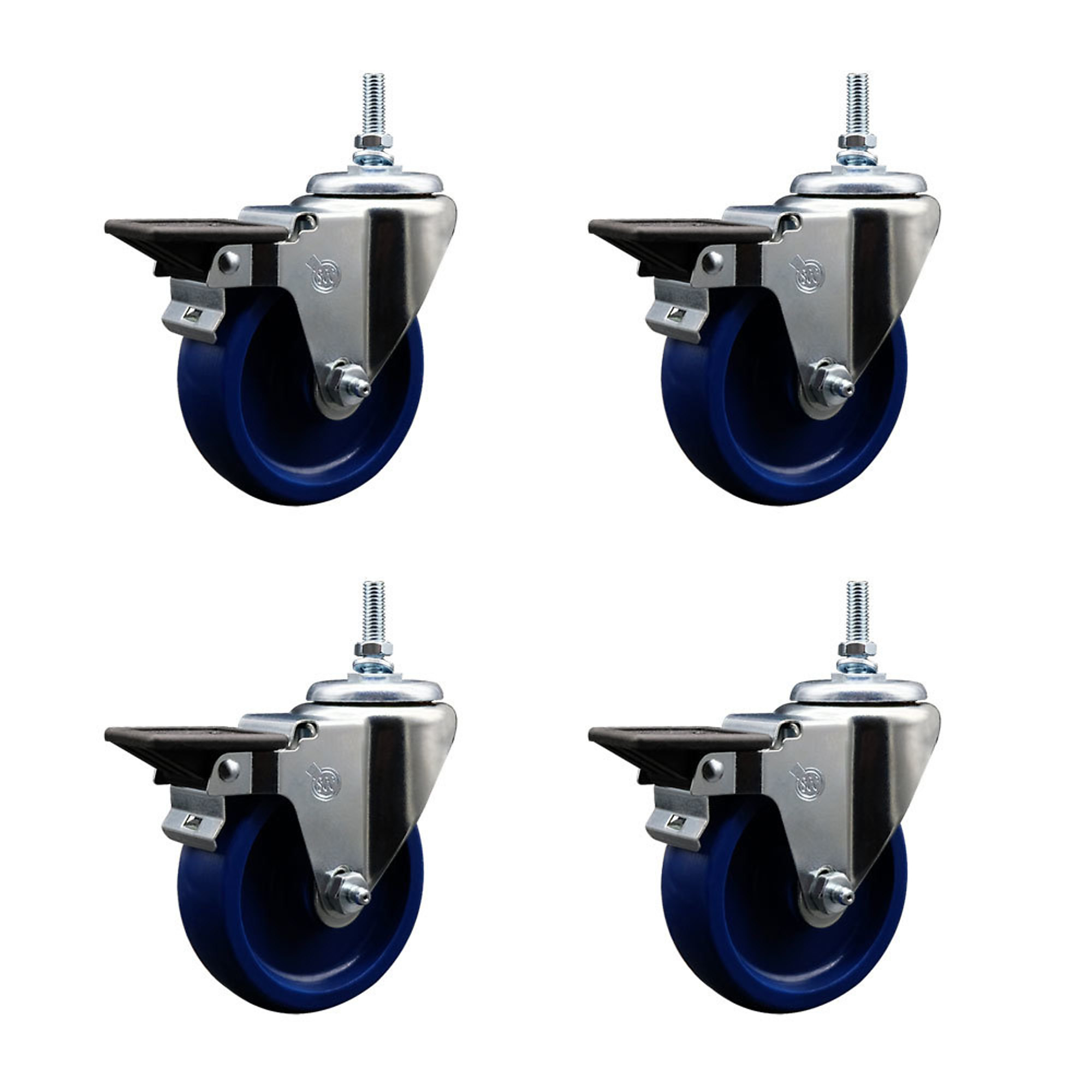 Service Caster, 4Inch x 1 1/4Inch Stem Casters, Wheel Diameter 4 in, Caster Type Swivel, Package (qty.) 4, Model SCC-TS20S414-SPUS-PLB-381615-4