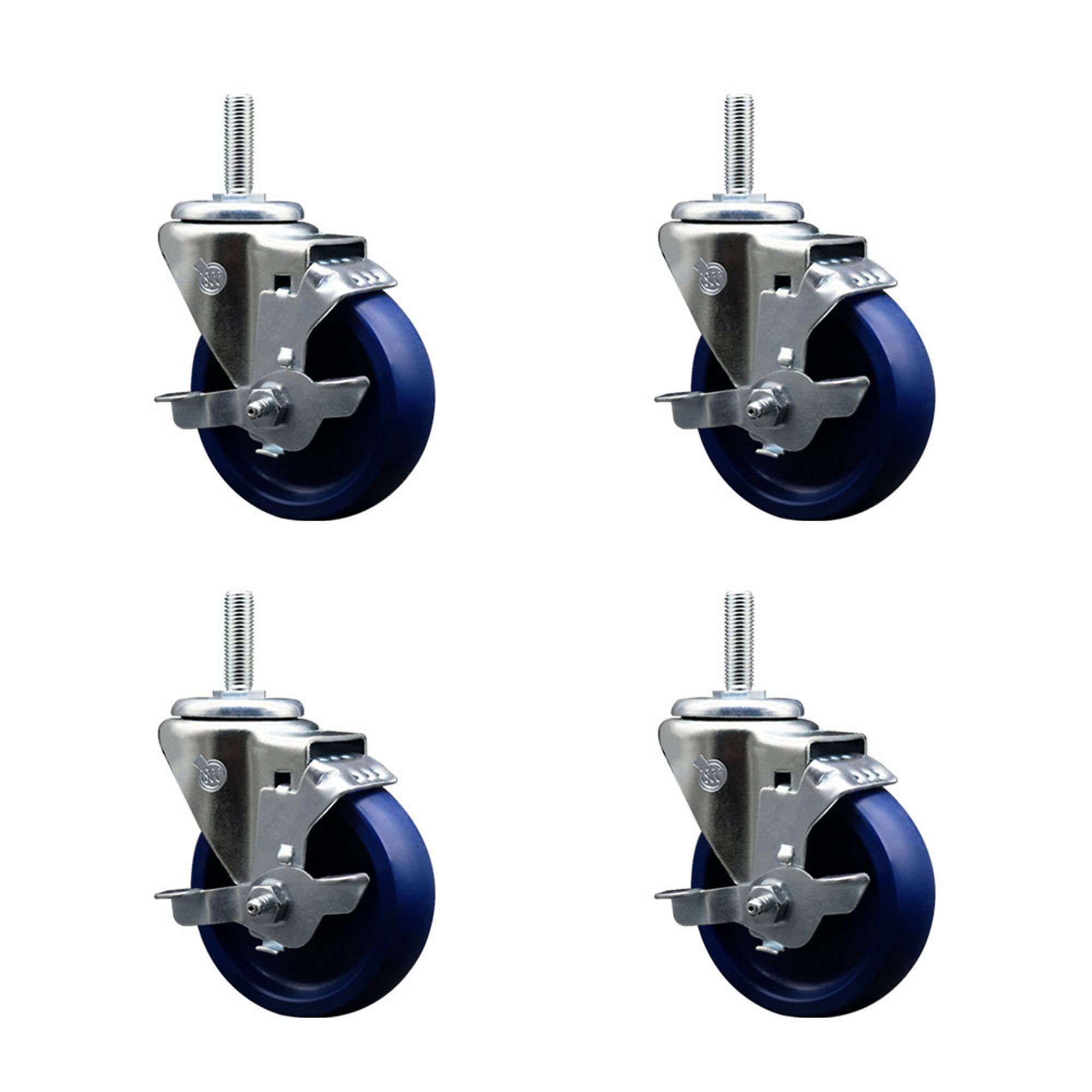 Service Caster, 4Inch x 1 1/4Inch Stem Casters, Wheel Diameter 4 in, Caster Type Swivel, Package (qty.) 4, Model SCC-TS20S414-SPUS-TLB-34212-4