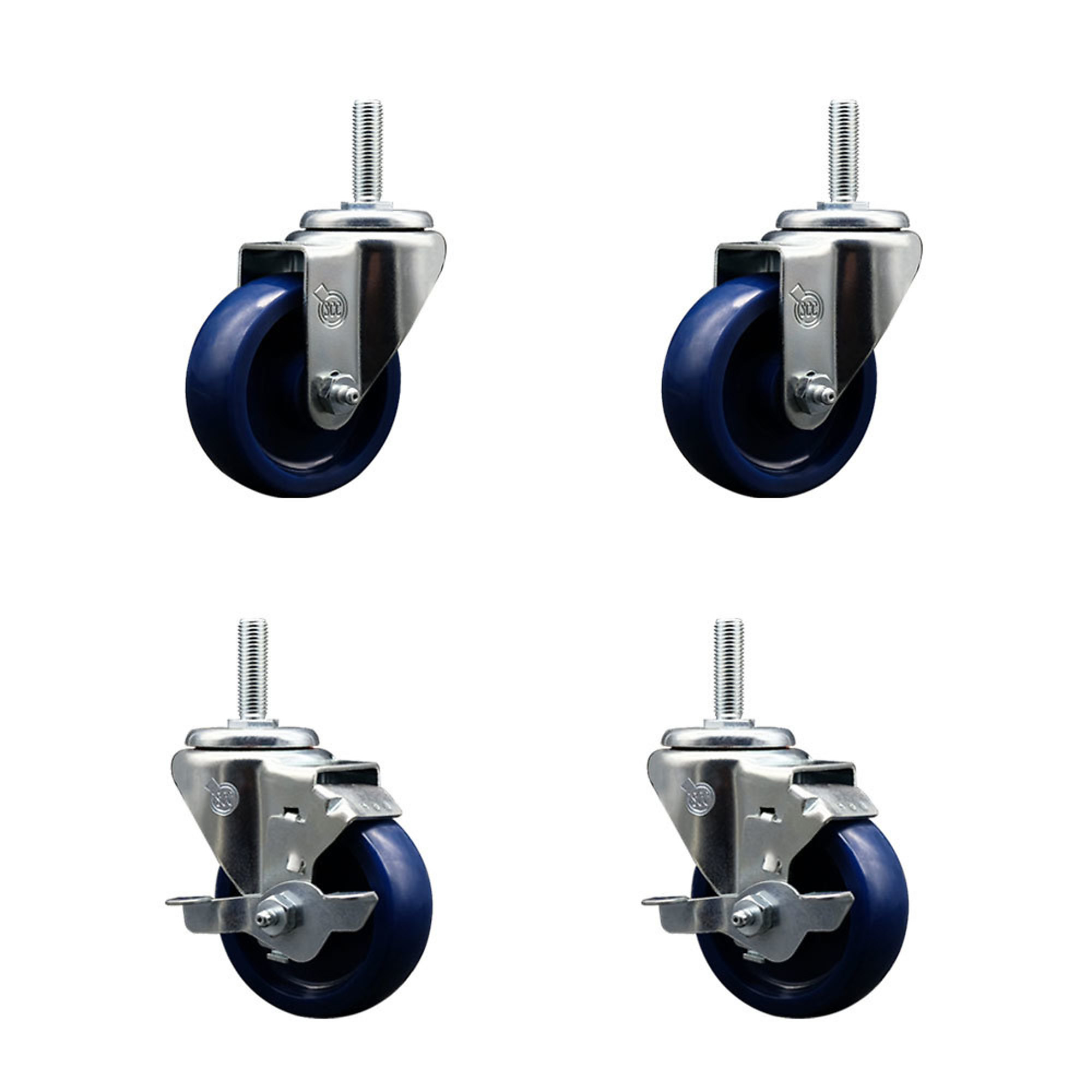 Service Caster, 3 1/2Inch x 1 1/4Inch Stem Casters, Wheel Diameter 3.5 in, Caster Type Swivel, Package (qty.) 4, Model SCC-TS20S3514-SPUS-34212-2-TLB-