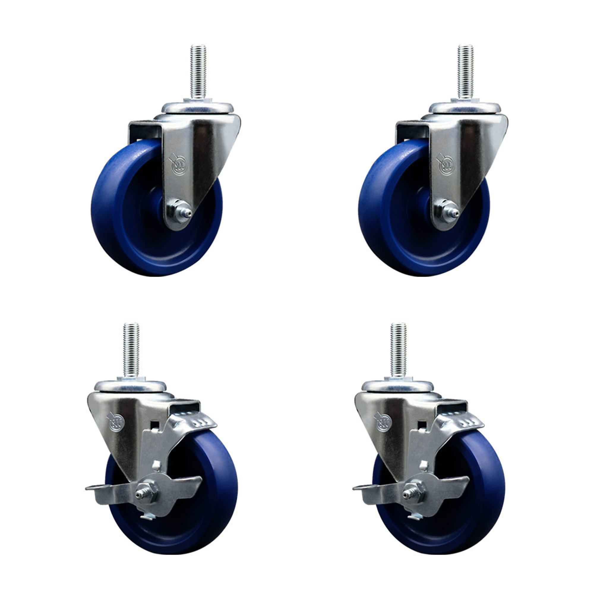 Service Caster, 4Inch x 1 1/4Inch Stem Casters, Wheel Diameter 4 in, Caster Type Swivel, Package (qty.) 4, Model SCC-TS20S414-SPUS-34212-2-TLB-2